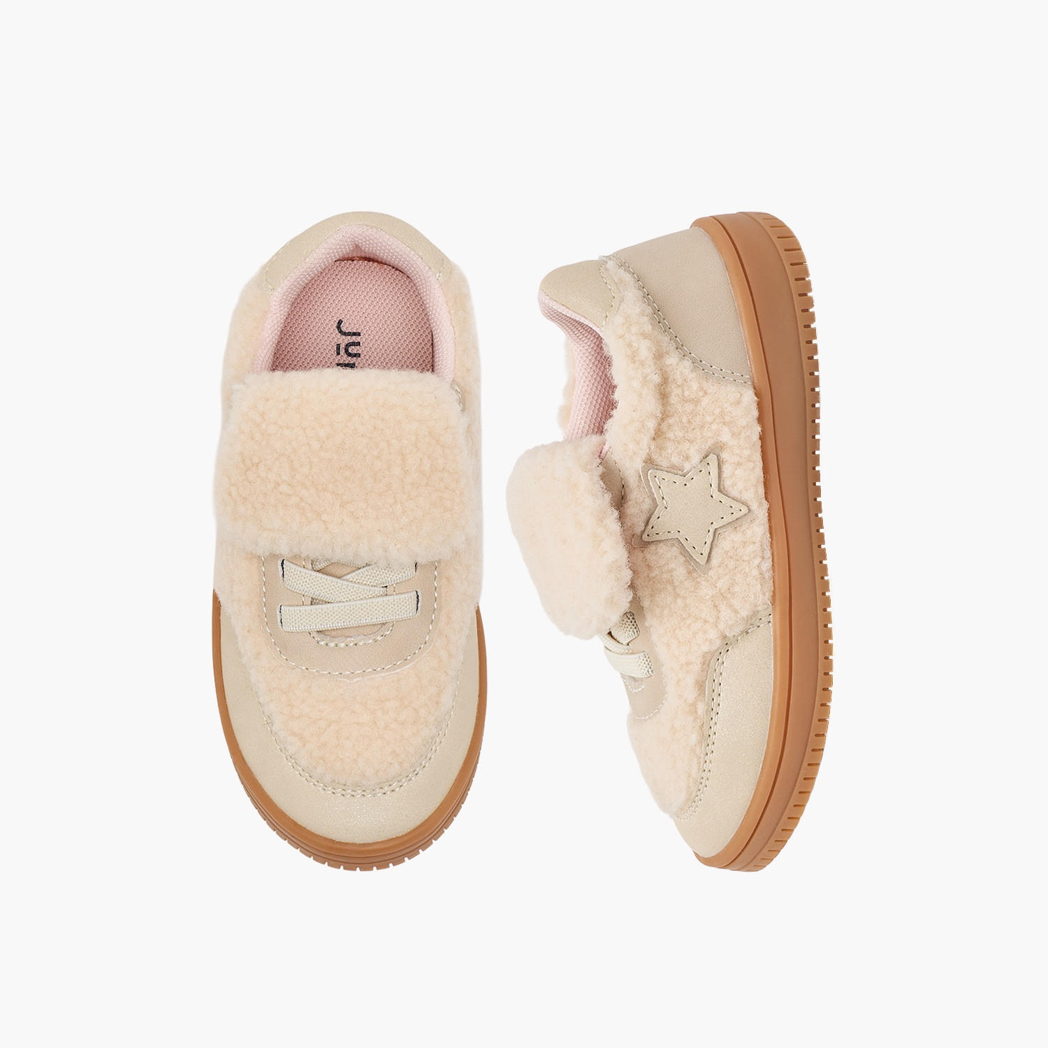 حذاء سنيكرز للكاحل من الفرو الصناعي بزينة نجمة للبنات من جونيورز-girls-shoes-sneakers-image-1