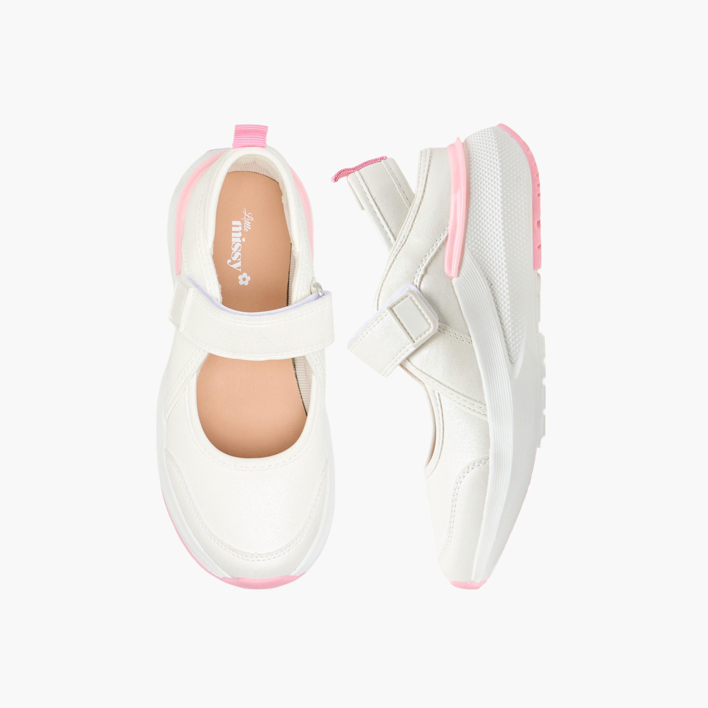 Little Missy Panelled School Shoes with Hook and Loop Closure-girls-shoes-maryjanes-image-1