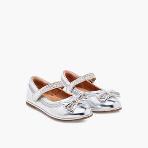 حذاء ماري جين مزين بفيونكة مع شريط إغلاق لاصق من بيرفيت-girls-shoes-maryjanes-image-1