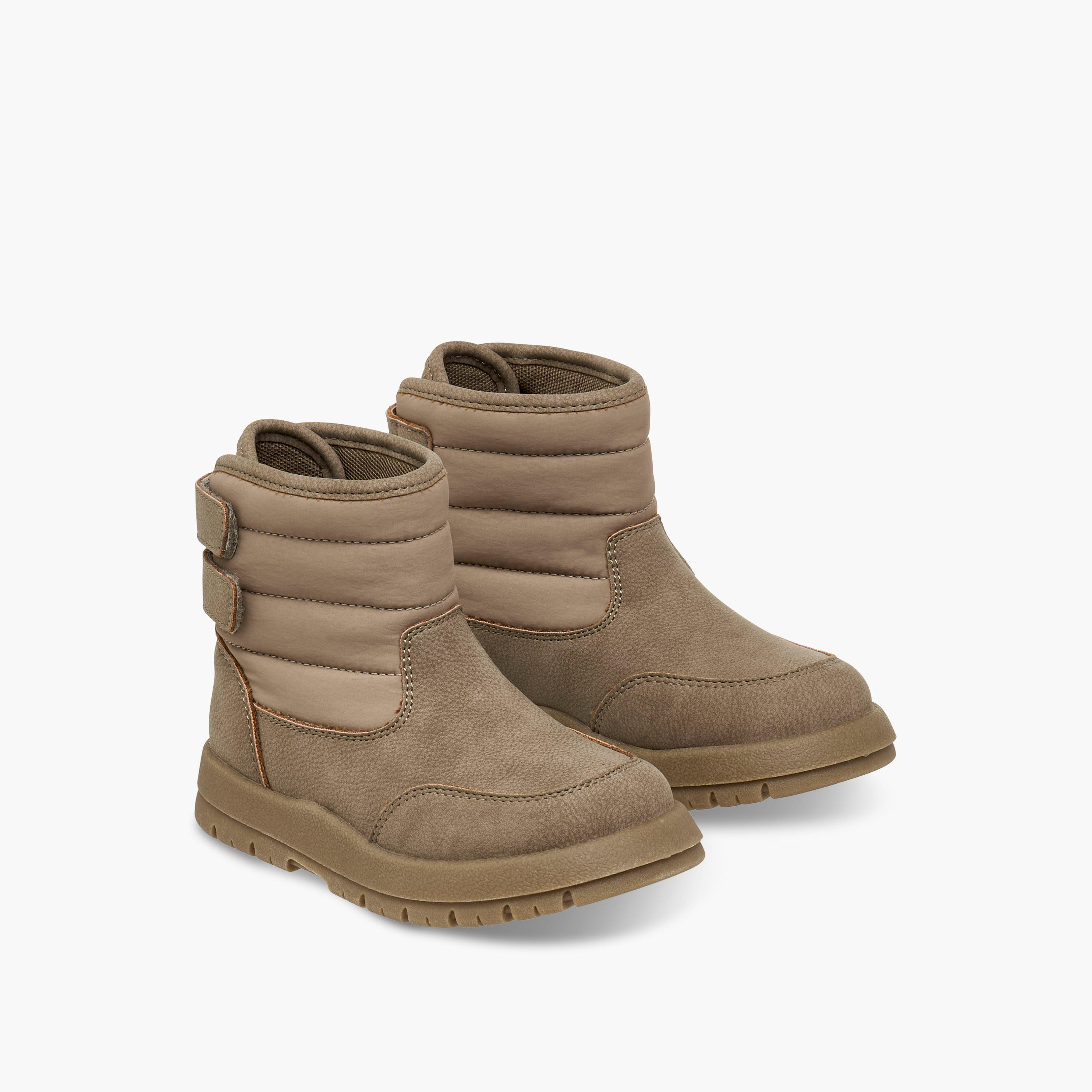 Juniors Panelled Ankle Boots with Hook and Loop Closure-boys-shoes-boots-image-1