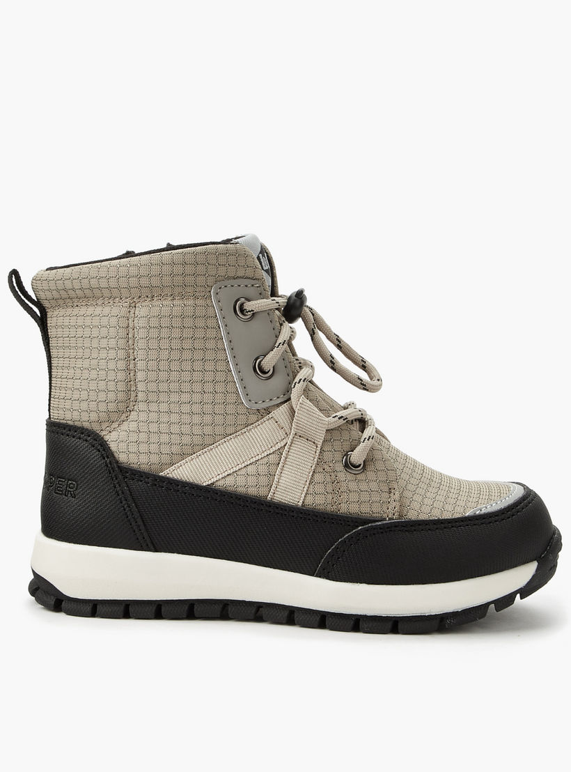حذاء بوت كاروهات برباط للأطفال من لي كوبر-boys-shoes-boots-image-3