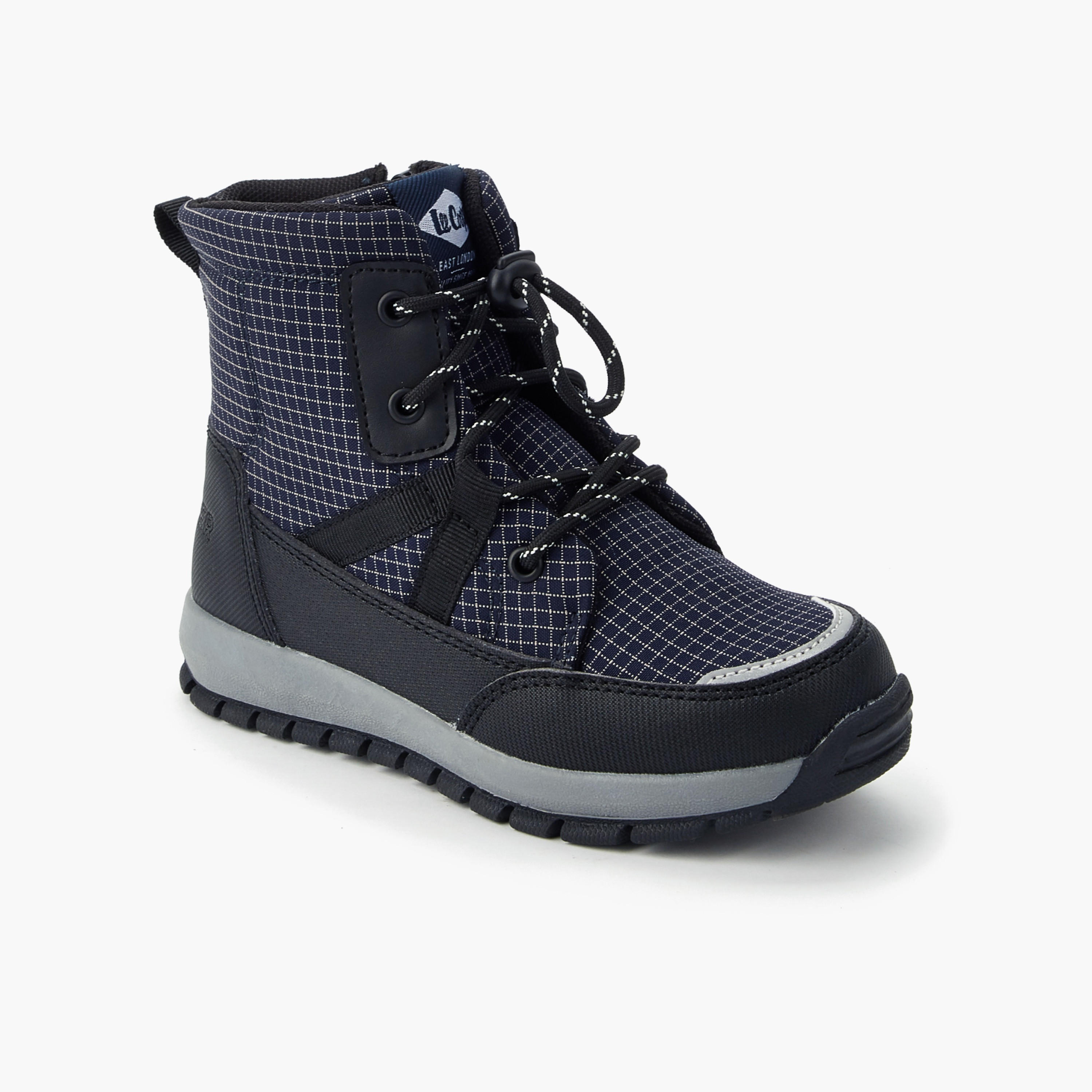 حذاء بوت كاروهات برباط للأطفال من لي كوبر-boys-shoes-boots-image-2