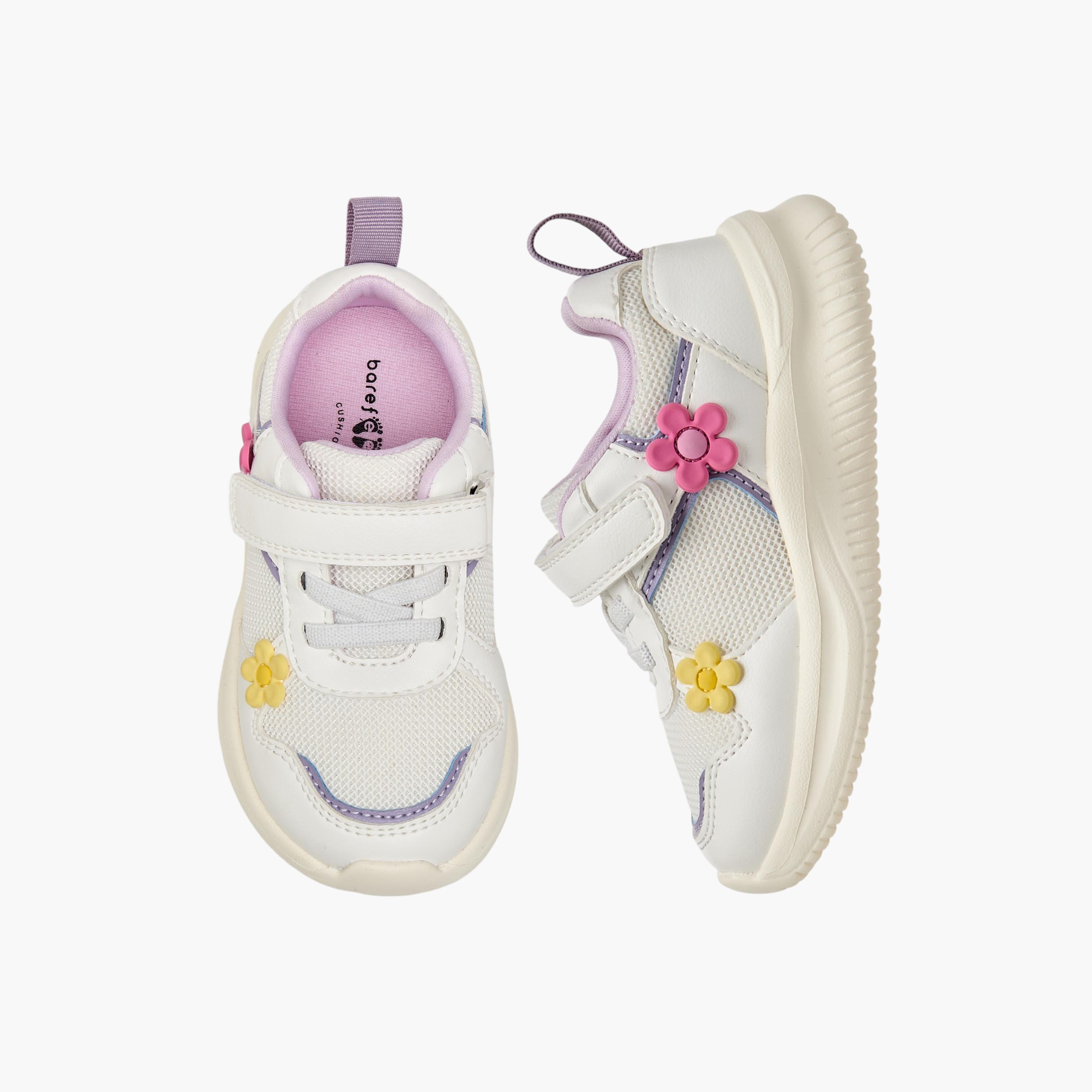 Barefeet Girls Floral Embellished Hook & Loop Sneakers-girls-shoes-sneakers-image-1