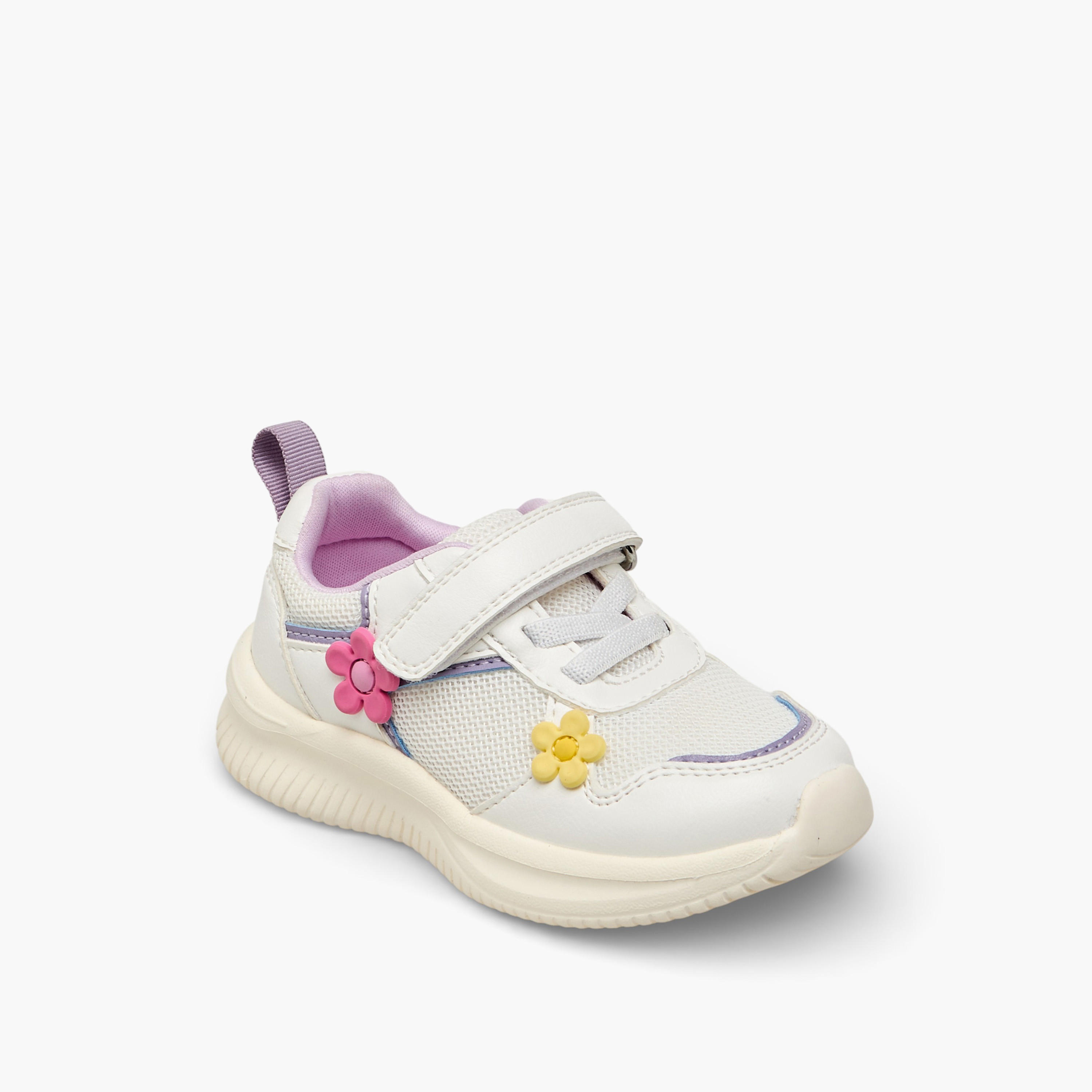 Barefeet Girls Floral Embellished Hook & Loop Sneakers-girls-shoes-sneakers-image-2