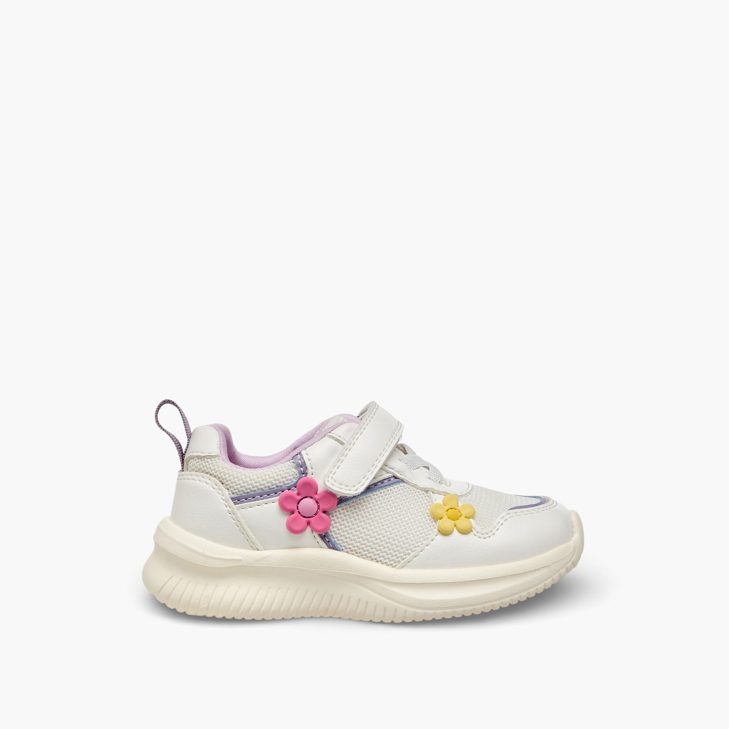 Barefeet Girls Floral Embellished Hook & Loop Sneakers-girls-shoes-sneakers-image-3