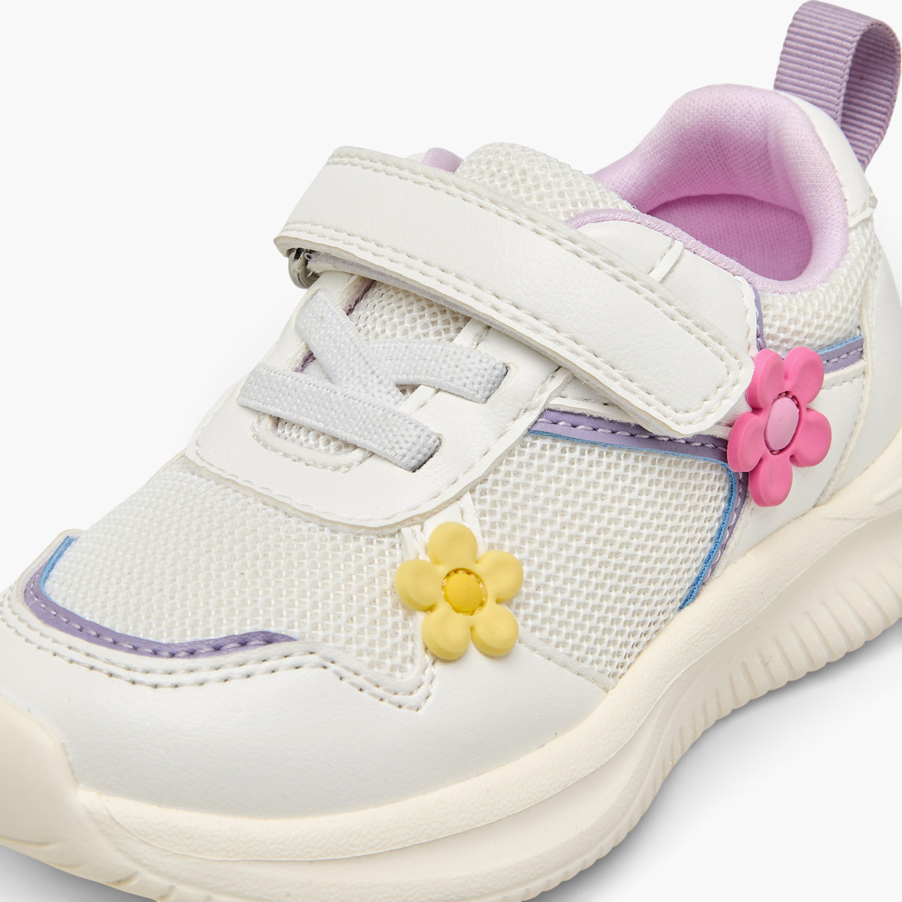 Barefeet Girls Floral Embellished Hook & Loop Sneakers-girls-shoes-sneakers-image-4