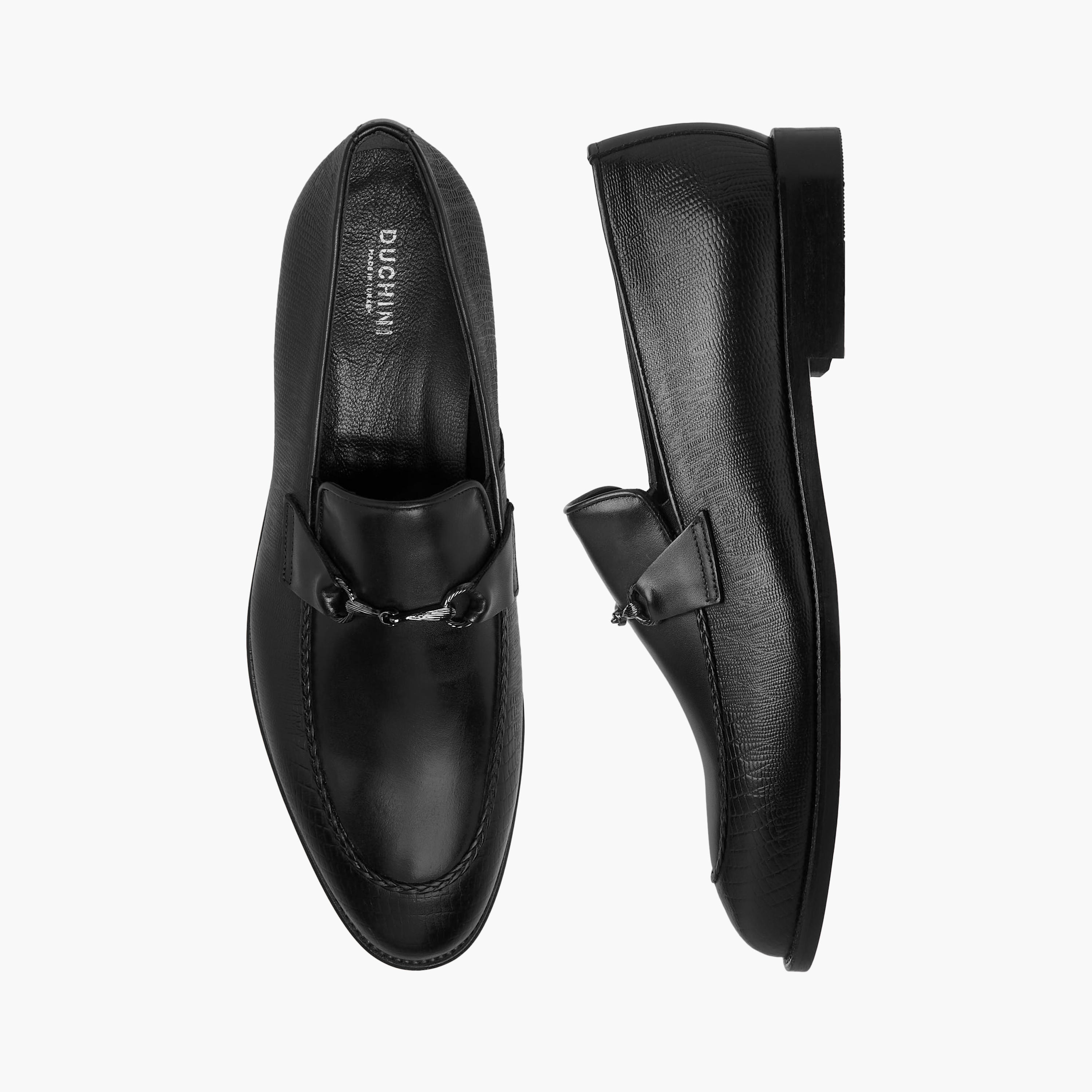 Duchini Men Buckle Accent Slip-On Leather Loafers-men-shoes-formalshoes-image-1