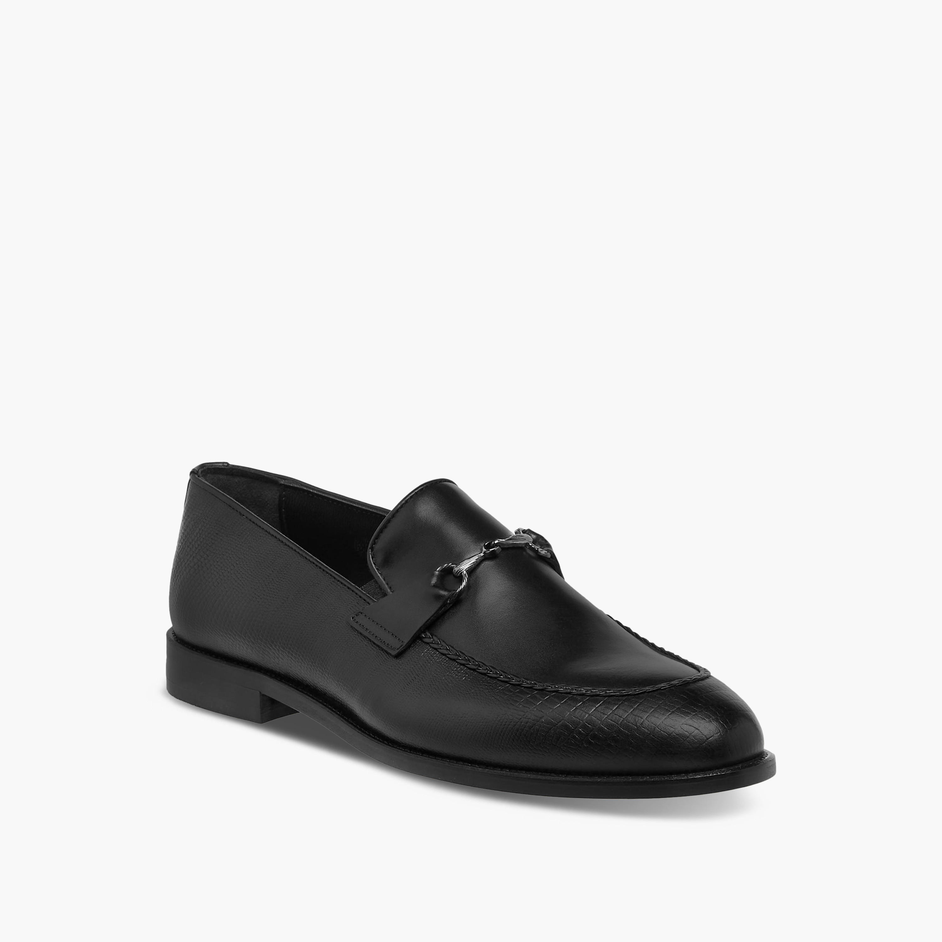 Duchini Men Buckle Accent Slip-On Leather Loafers-men-shoes-formalshoes-image-2