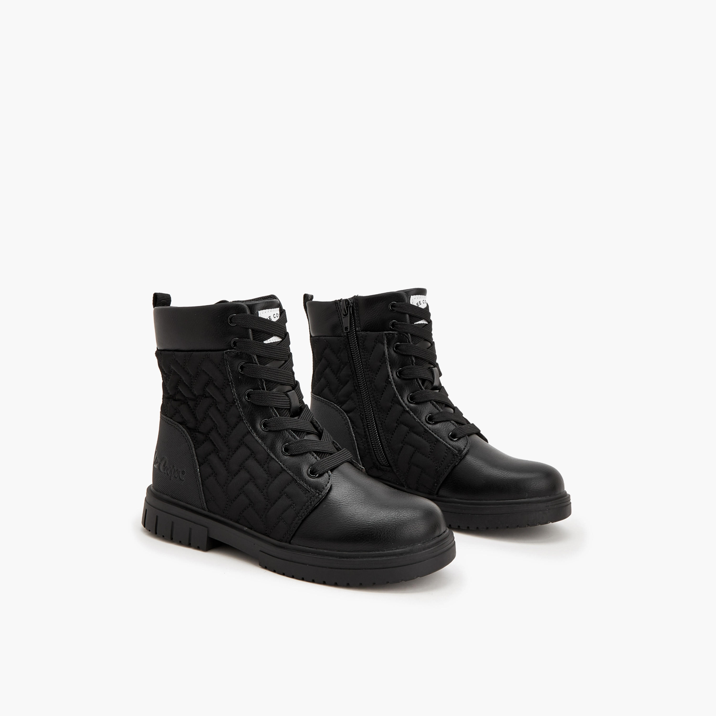 بوت بطول الكاحل ورباط إغلاق للبنات من لي كوبر-girls-shoes-boots-image-1