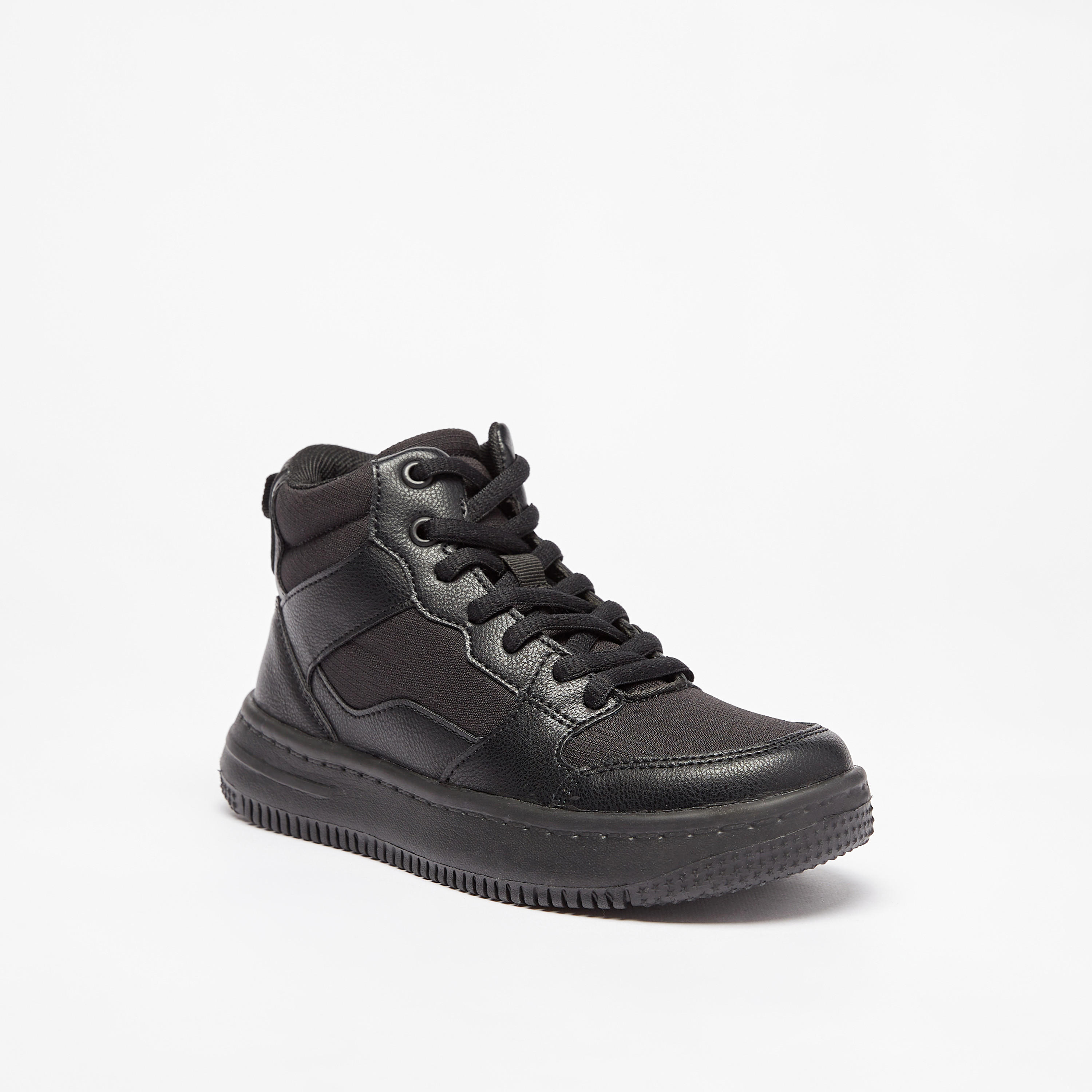 Mister Duchini Panelled High Top Sneakers with Zip Closure-boys-shoes-sneakers-image-1