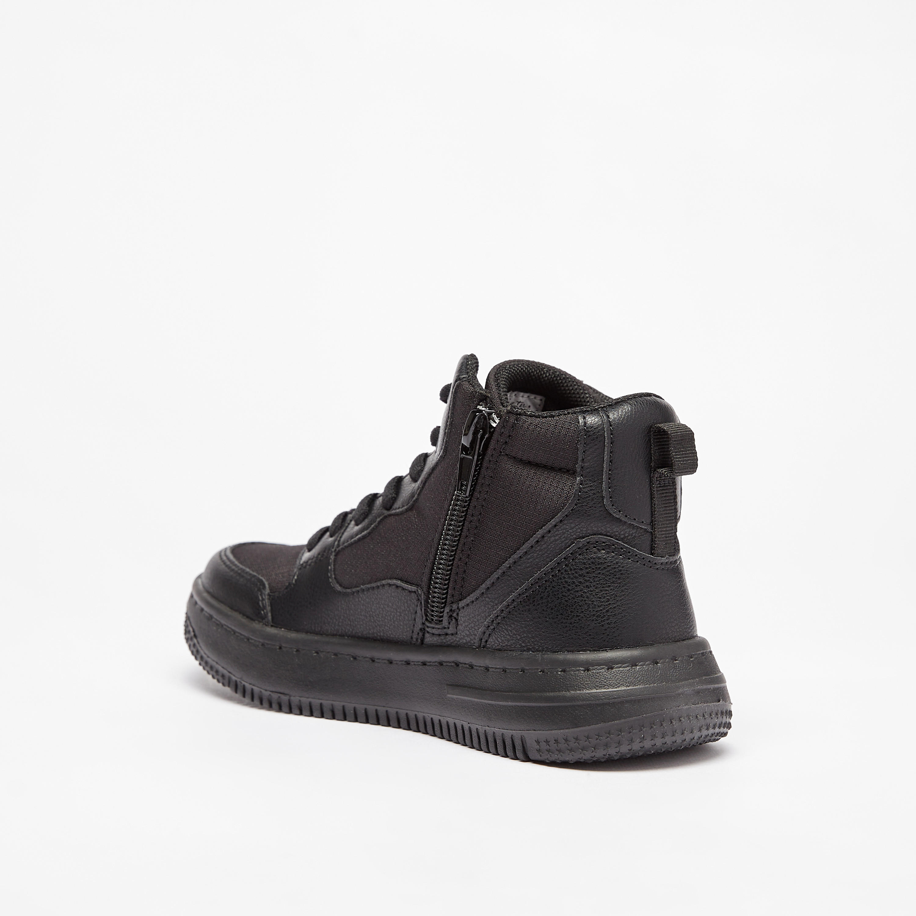Mister Duchini Panelled High Top Sneakers with Zip Closure-boys-shoes-sneakers-image-2