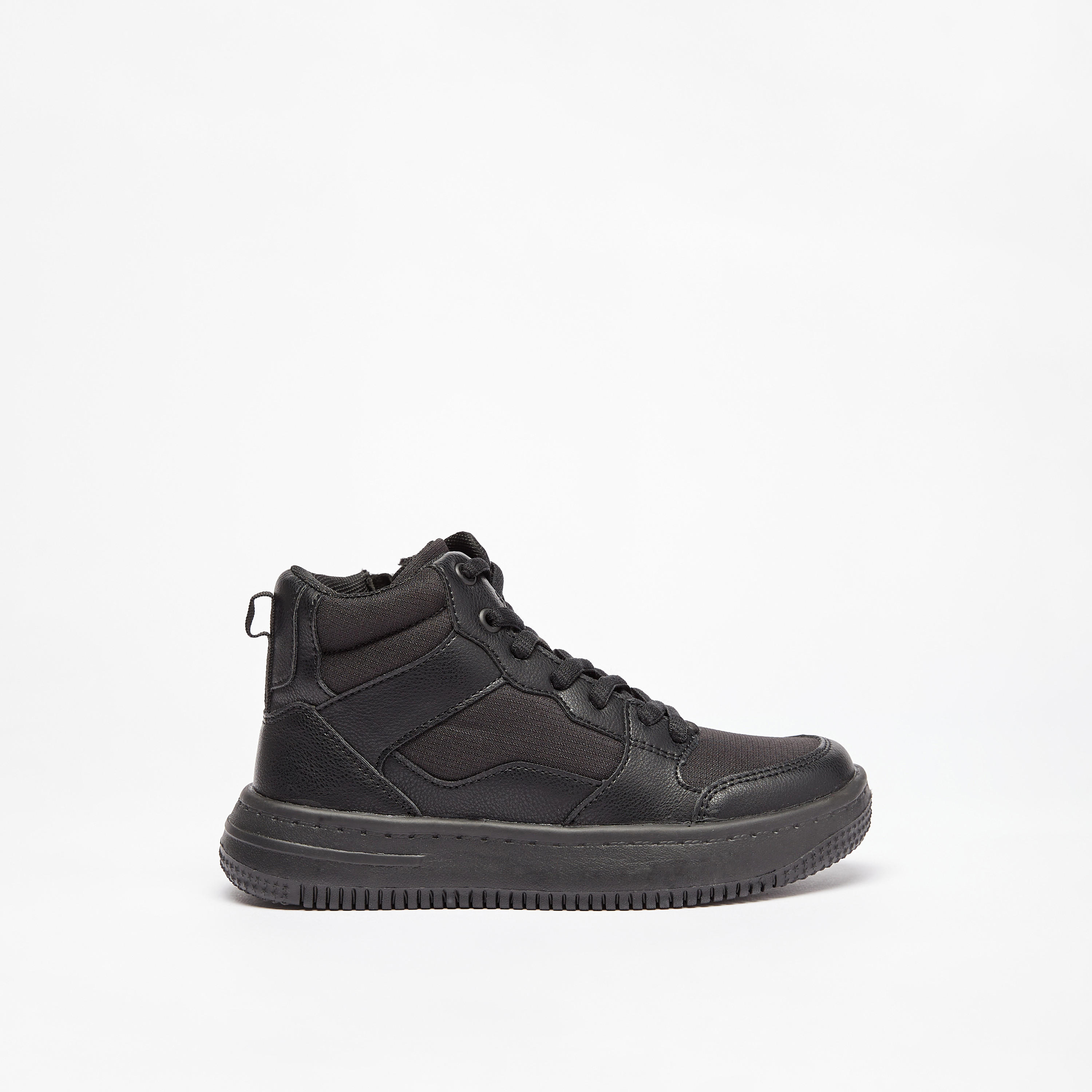 Mister Duchini Panelled High Top Sneakers with Zip Closure-boys-shoes-sneakers-image-3