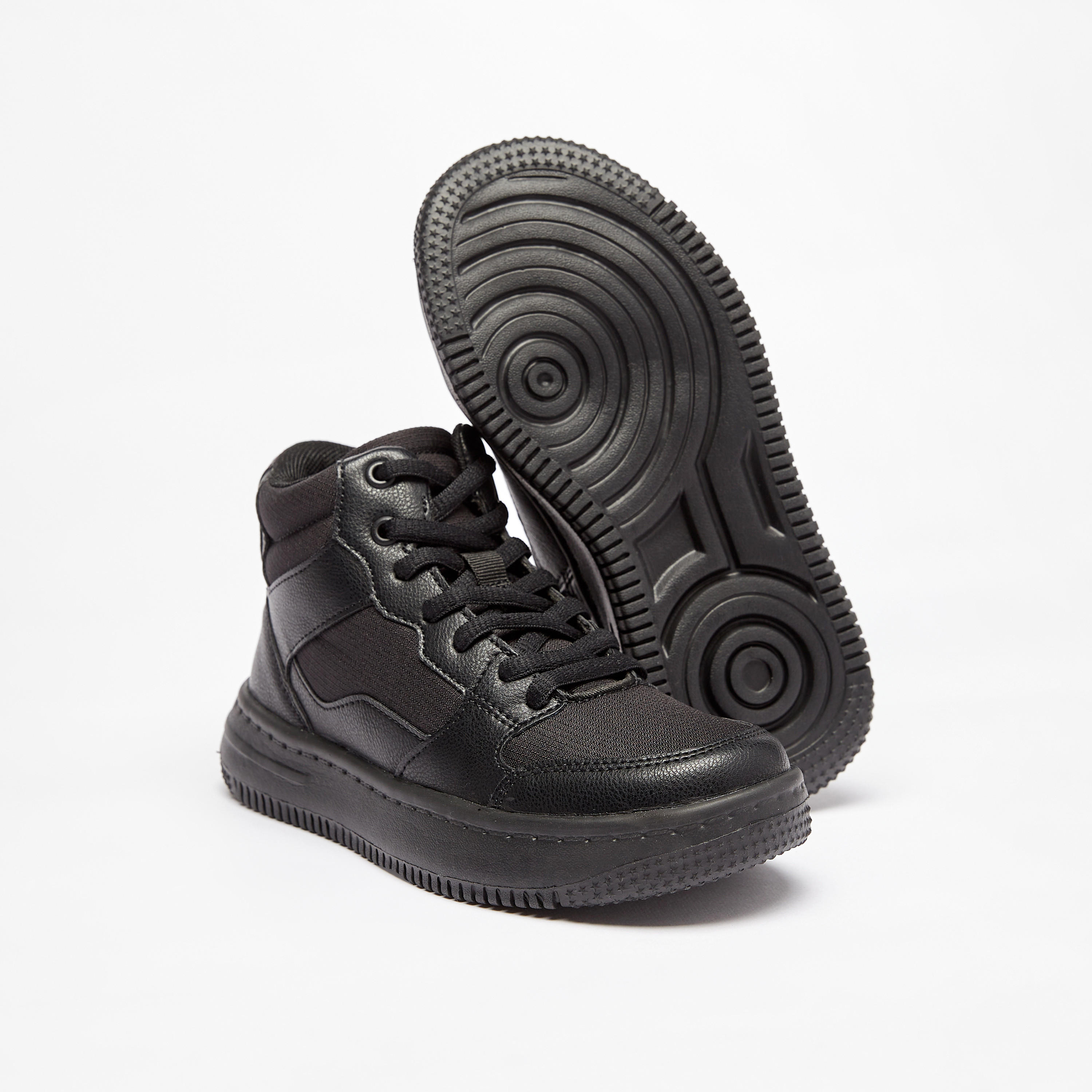 Mister Duchini Panelled High Top Sneakers with Zip Closure-boys-shoes-sneakers-image-4