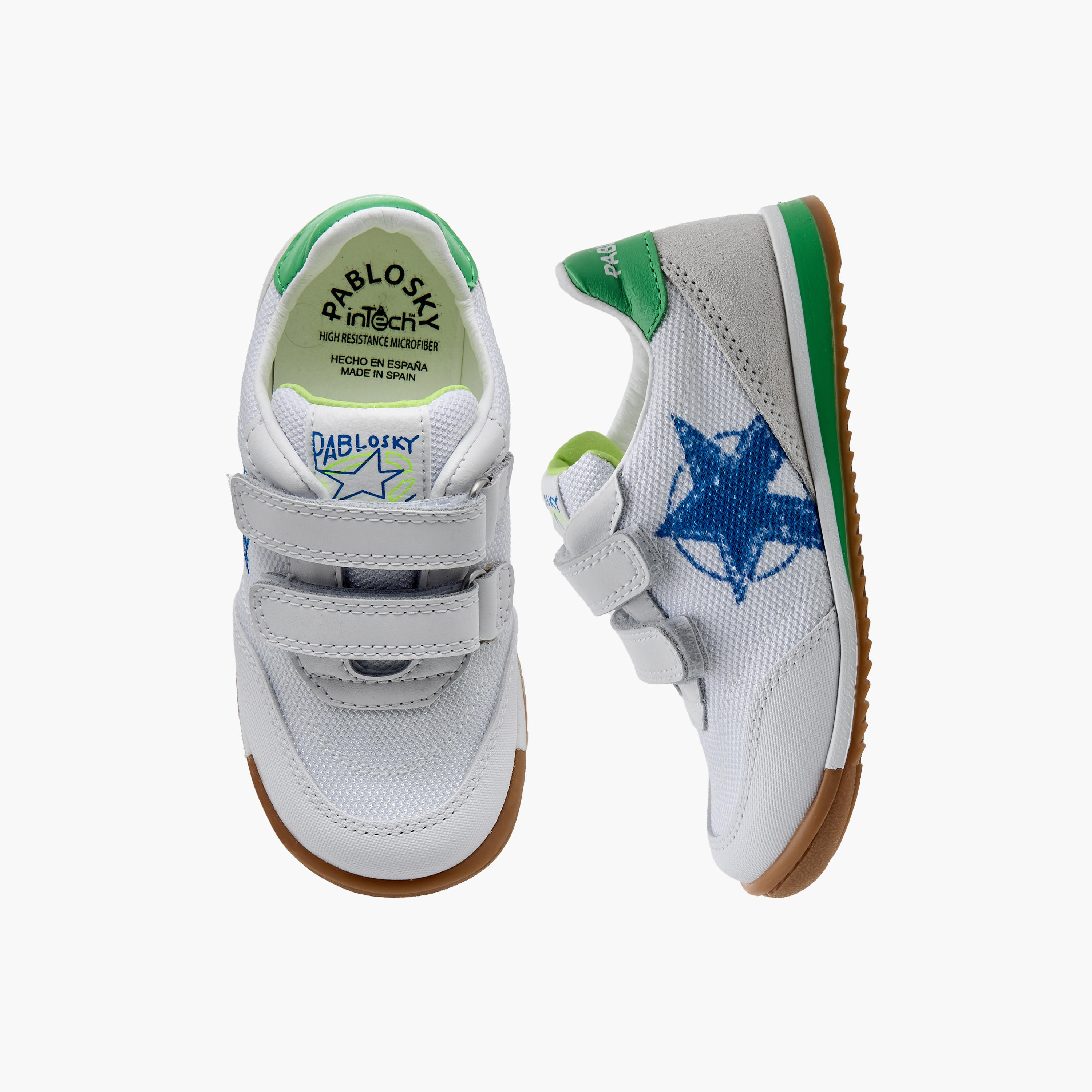 Pablosky Kids' Star Print Sneakers with Hook and Loop Closure-boys-shoes-schoolshoes-image-1