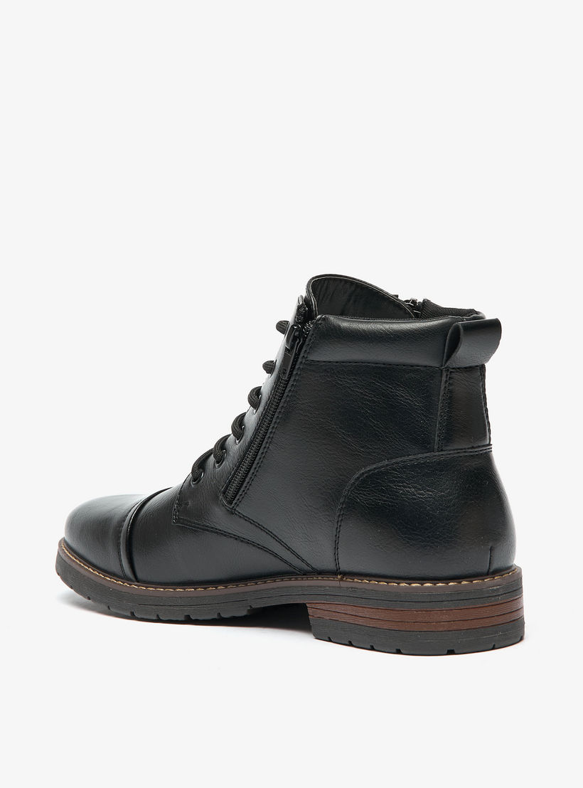 LBL By Shoexpress Textured Chukka Boots with Zip Closure-men-shoes-boots-image-2