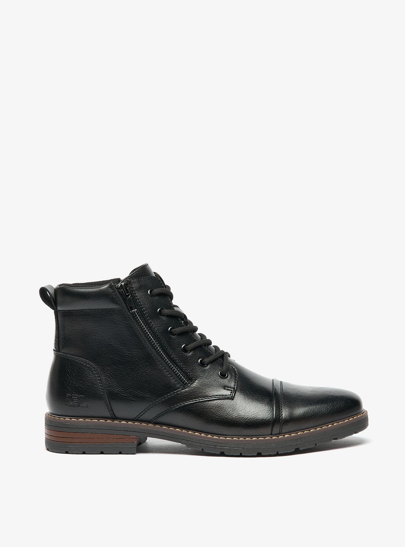 LBL By Shoexpress Textured Chukka Boots with Zip Closure-men-shoes-boots-image-3