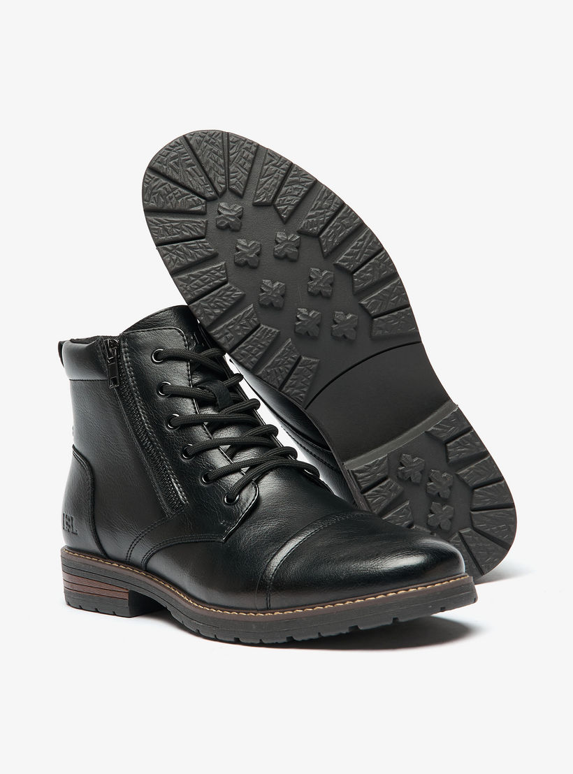 LBL By Shoexpress Textured Chukka Boots with Zip Closure-men-shoes-boots-image-4