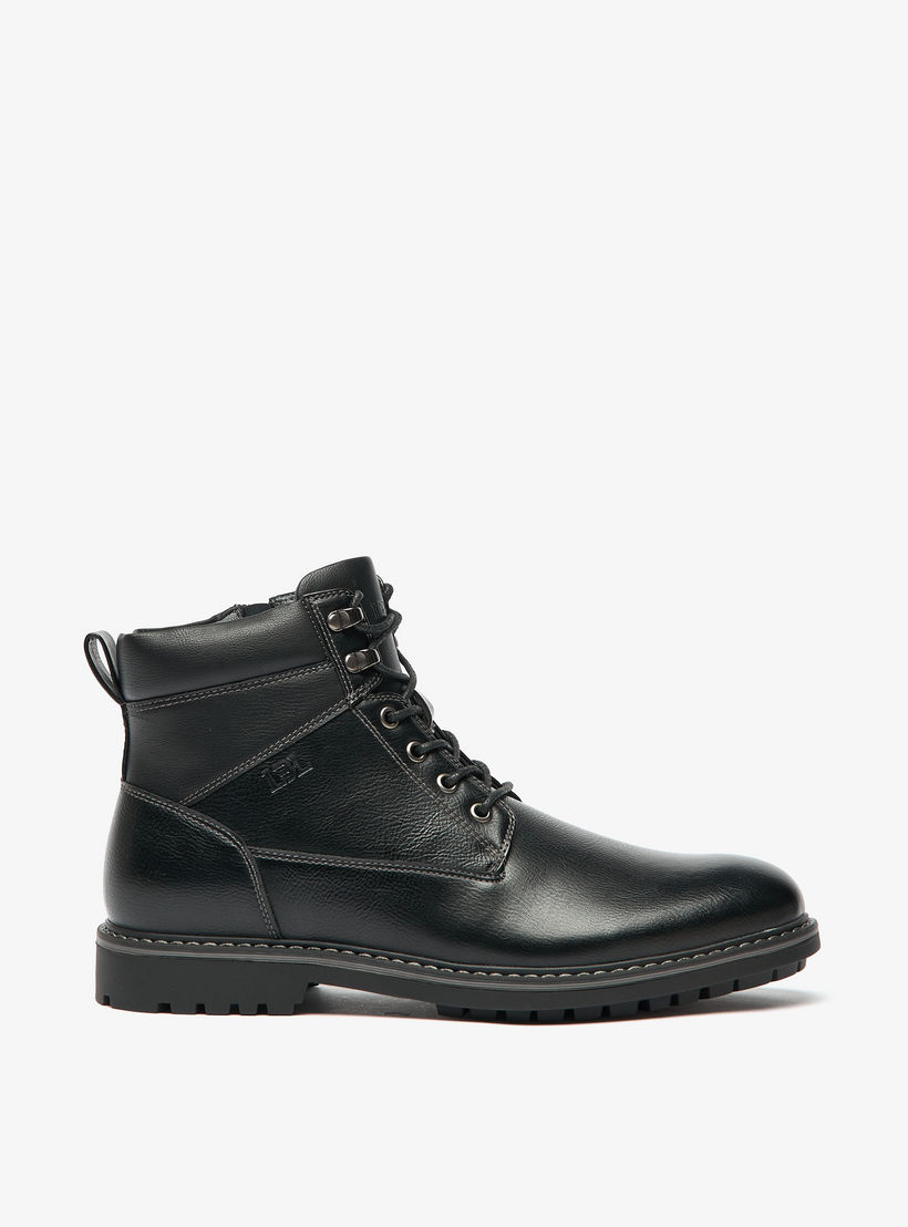 LBL By Shoexpress Textured Chukka Boots with Zip Closure-men-shoes-boots-image-3