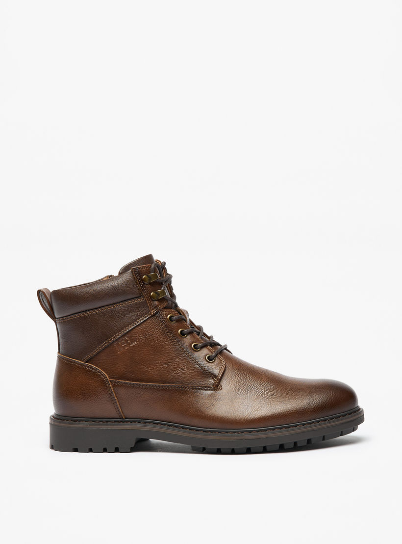 LBL By Shoexpress Textured Chukka Boots with Zip Closure-men-shoes-boots-image-3