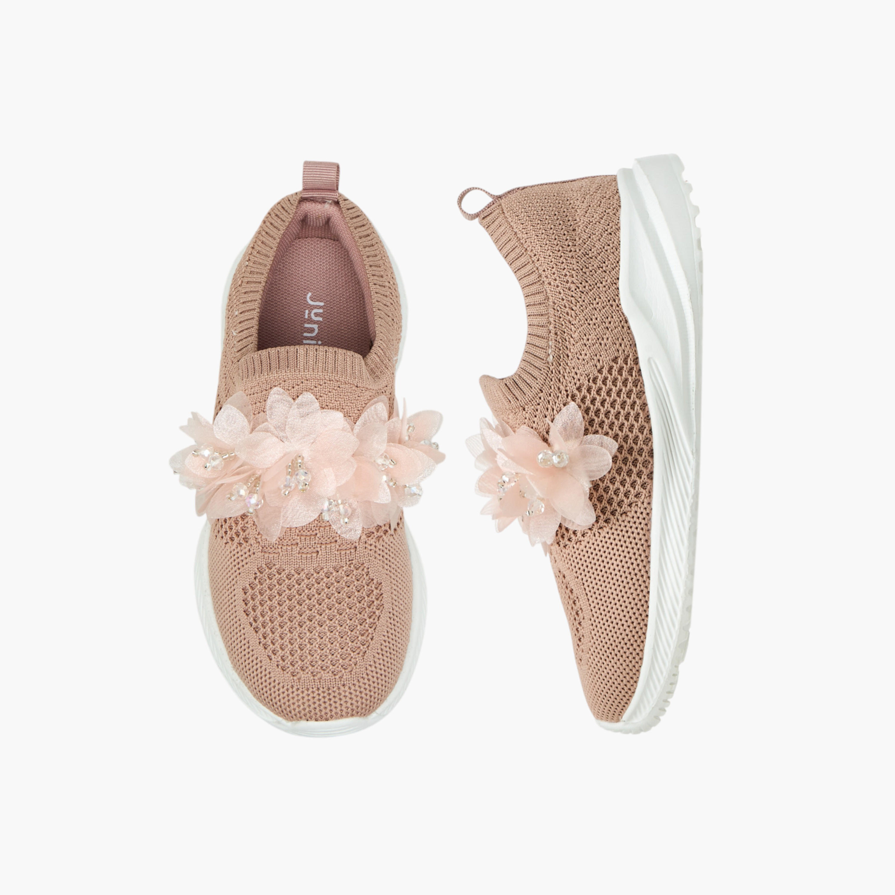Juniors Floral Embellished Slip-On Sneakers-girls-shoes-sneakers-image-1