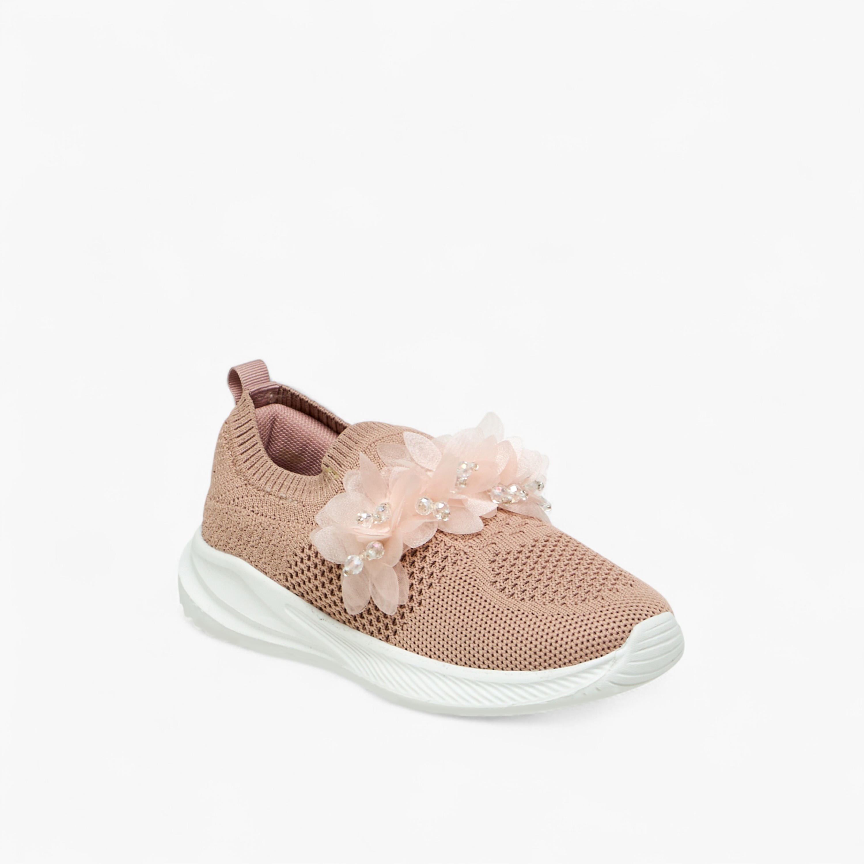 Juniors Floral Embellished Slip-On Sneakers-girls-shoes-sneakers-image-2