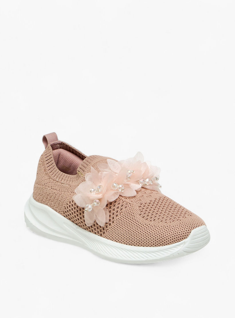 Juniors Floral Embellished Slip-On Sneakers-girls-shoes-sneakers-image-2
