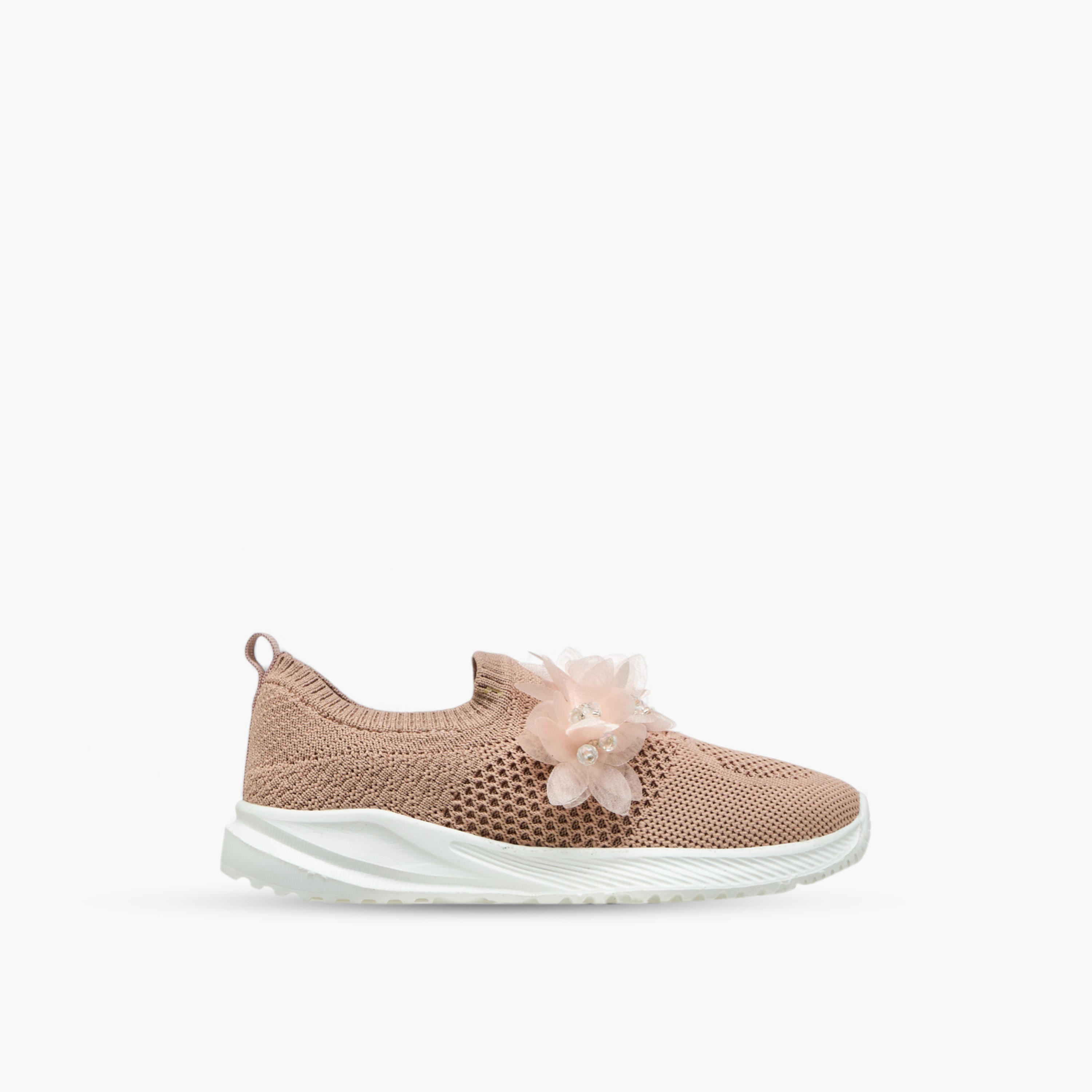 Juniors Floral Embellished Slip-On Sneakers-girls-shoes-sneakers-image-3