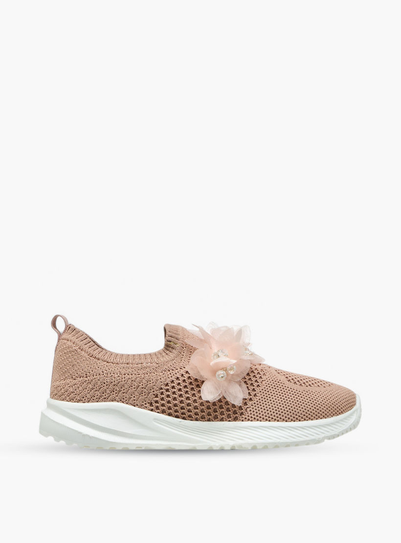 Juniors Floral Embellished Slip-On Sneakers-girls-shoes-sneakers-image-3