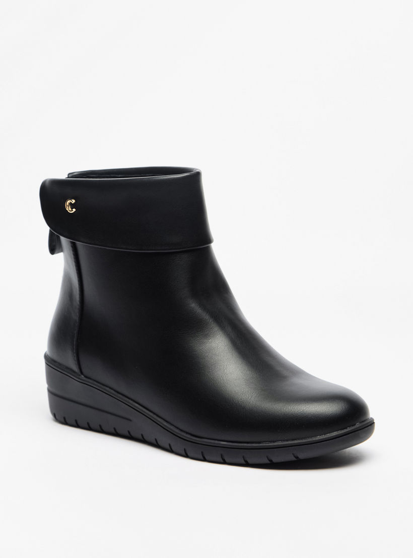 Le Confort Solid Ankle Boots with Zip Closure-women-shoes-boots-image-2