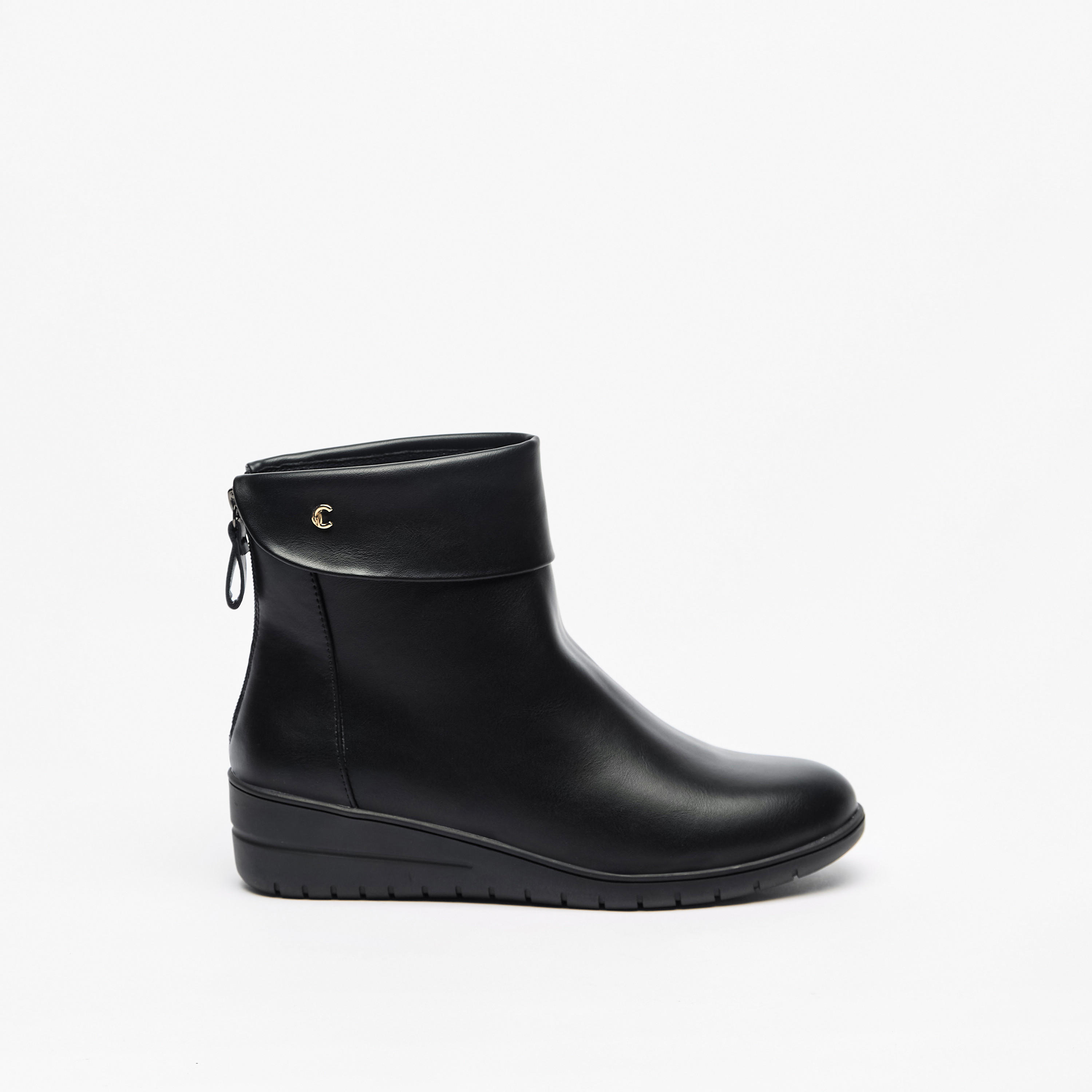 Le Confort Solid Ankle Boots with Zip Closure-women-shoes-boots-image-3