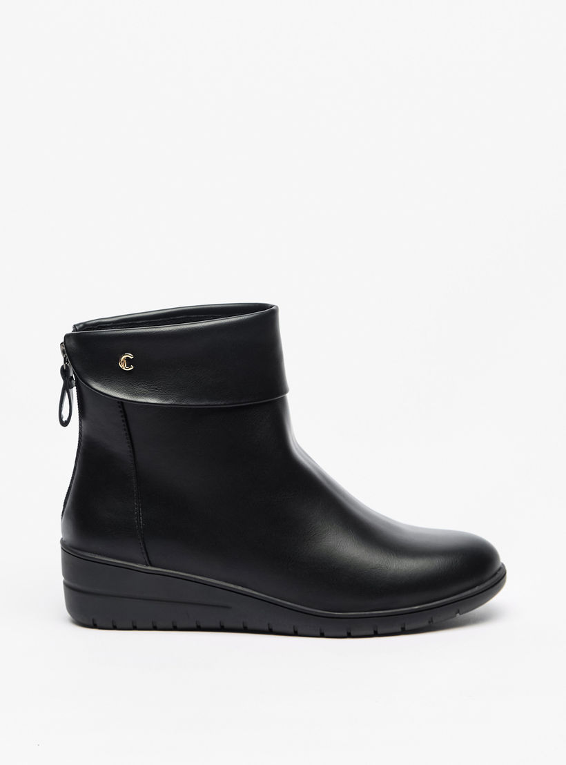 Le Confort Solid Ankle Boots with Zip Closure-women-shoes-boots-image-3