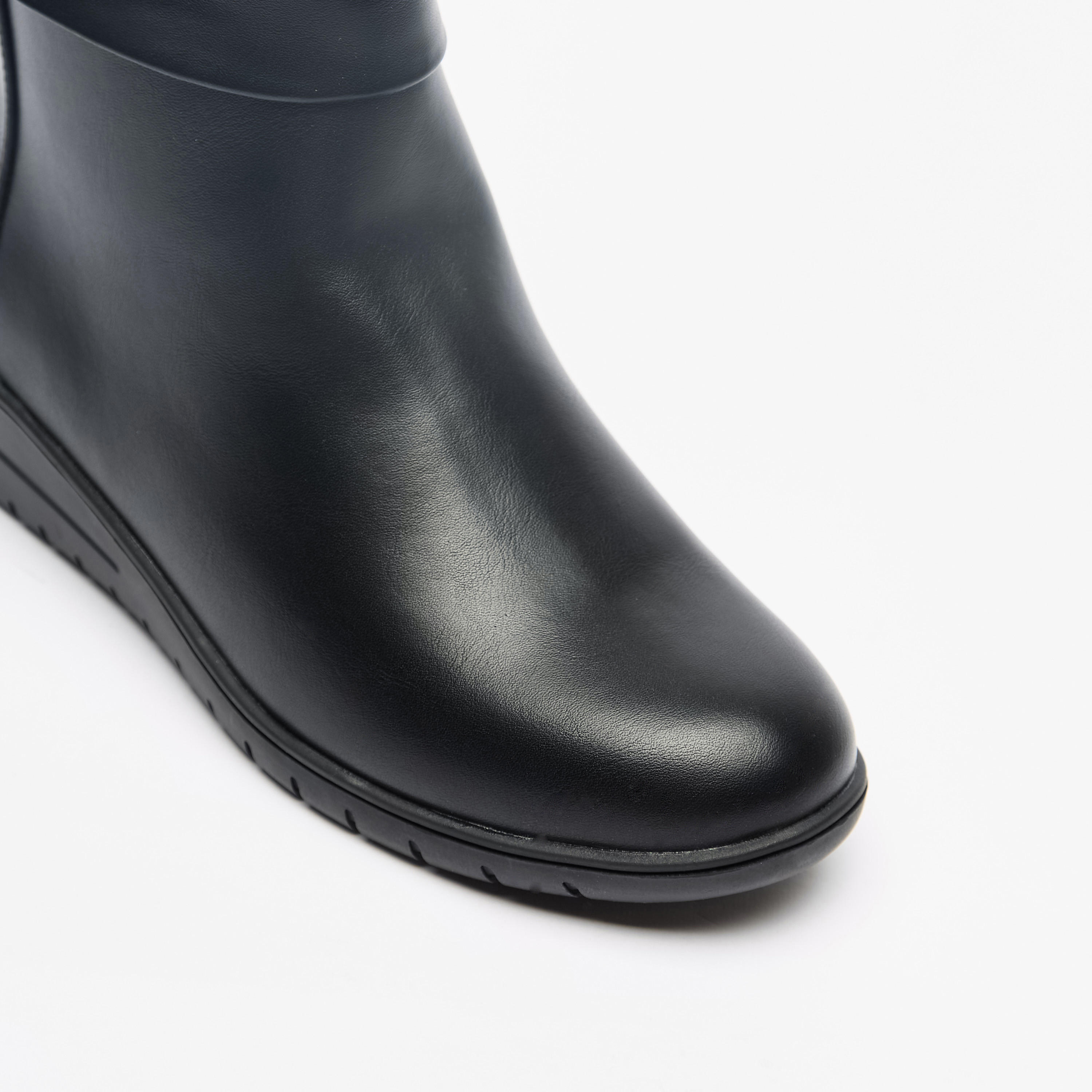 Le Confort Solid Ankle Boots with Zip Closure-women-shoes-boots-image-5