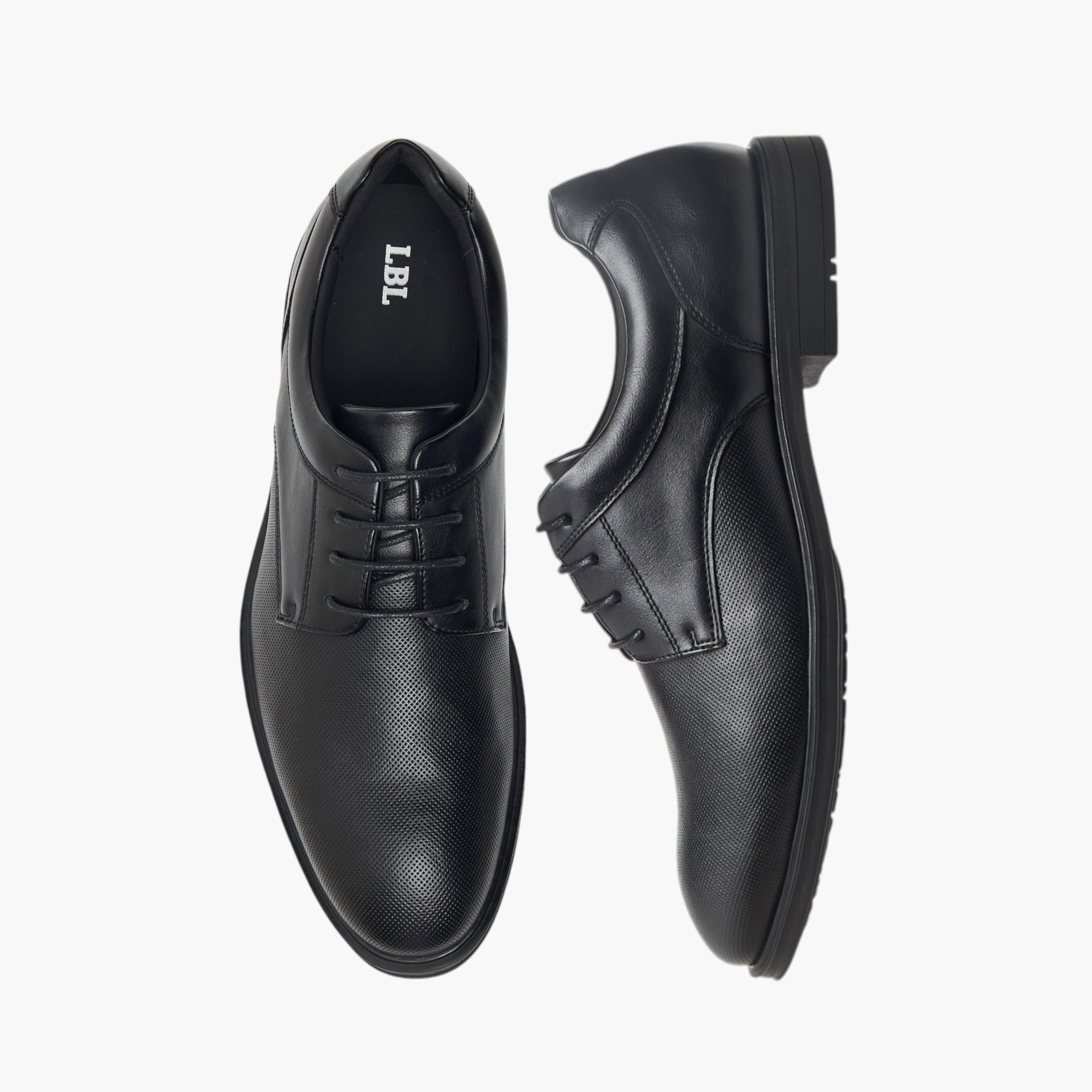 LBL by Shoexpress Textured Derby Shoes with Lace-Up Closure-men-shoes-formalshoes-image-1