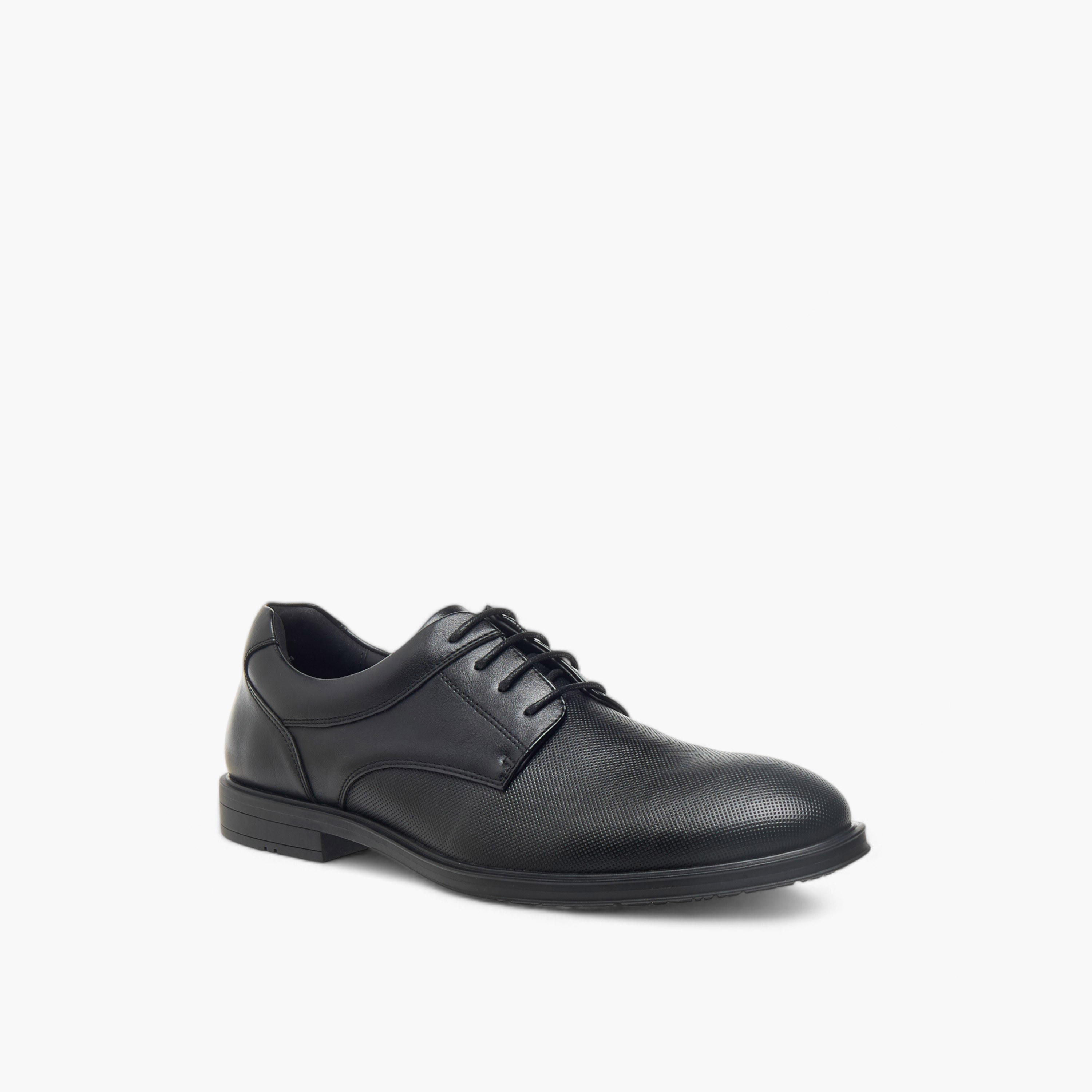 LBL by Shoexpress Textured Derby Shoes with Lace-Up Closure-men-shoes-formalshoes-image-2