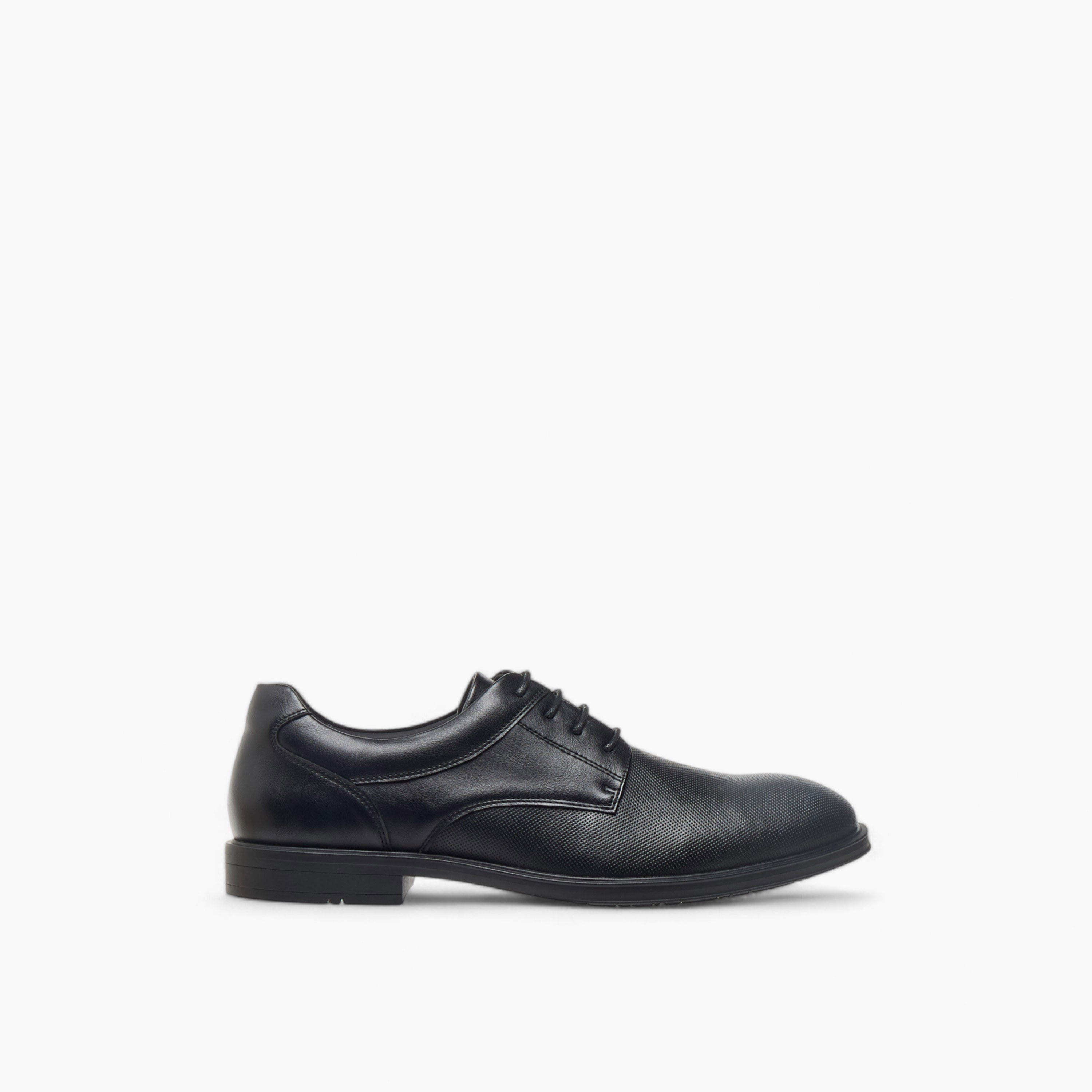 LBL by Shoexpress Textured Derby Shoes with Lace-Up Closure-men-shoes-formalshoes-image-3