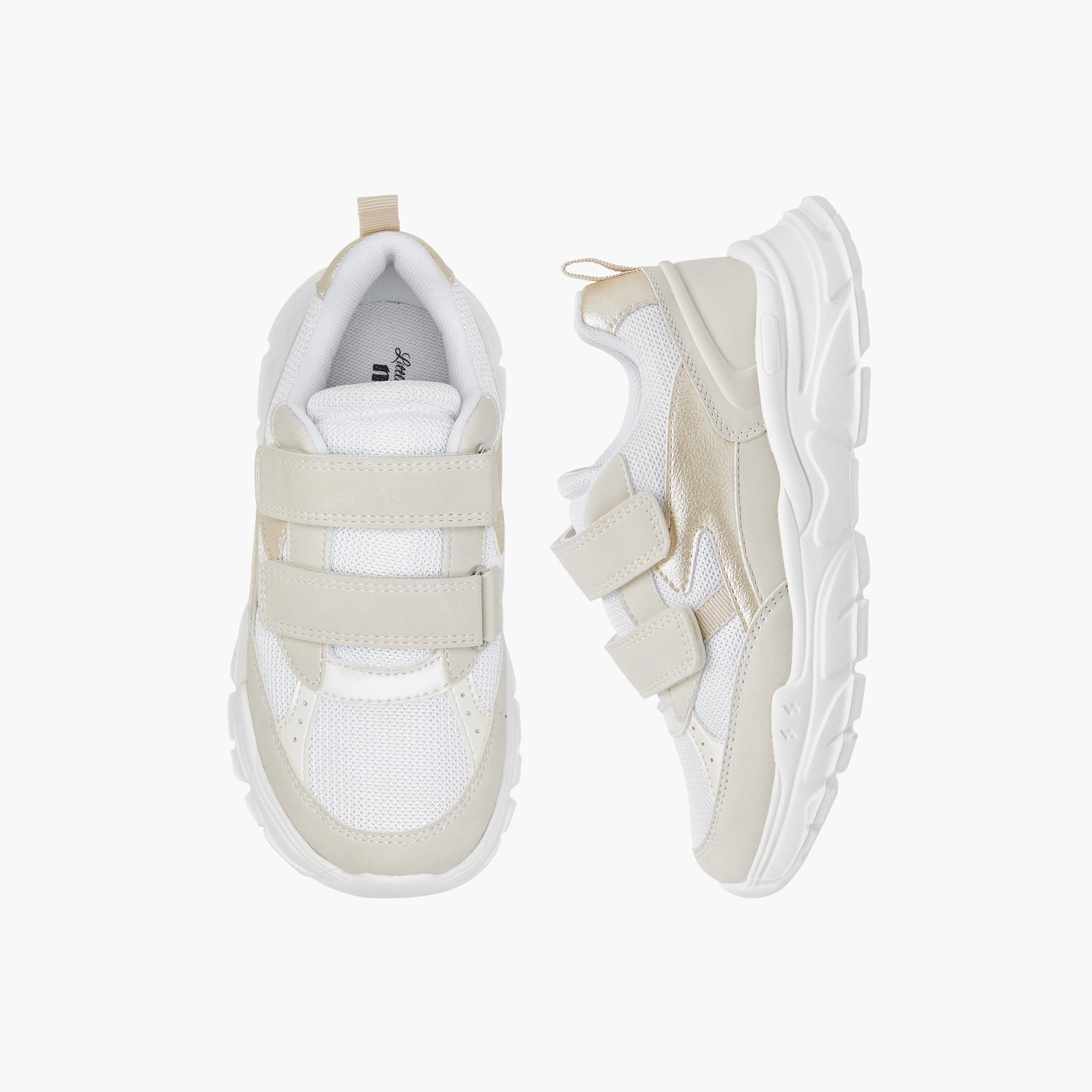 Little Missy Panelled Sneakers with Hook and Loop Closure-girls-shoes-sneakers-image-1