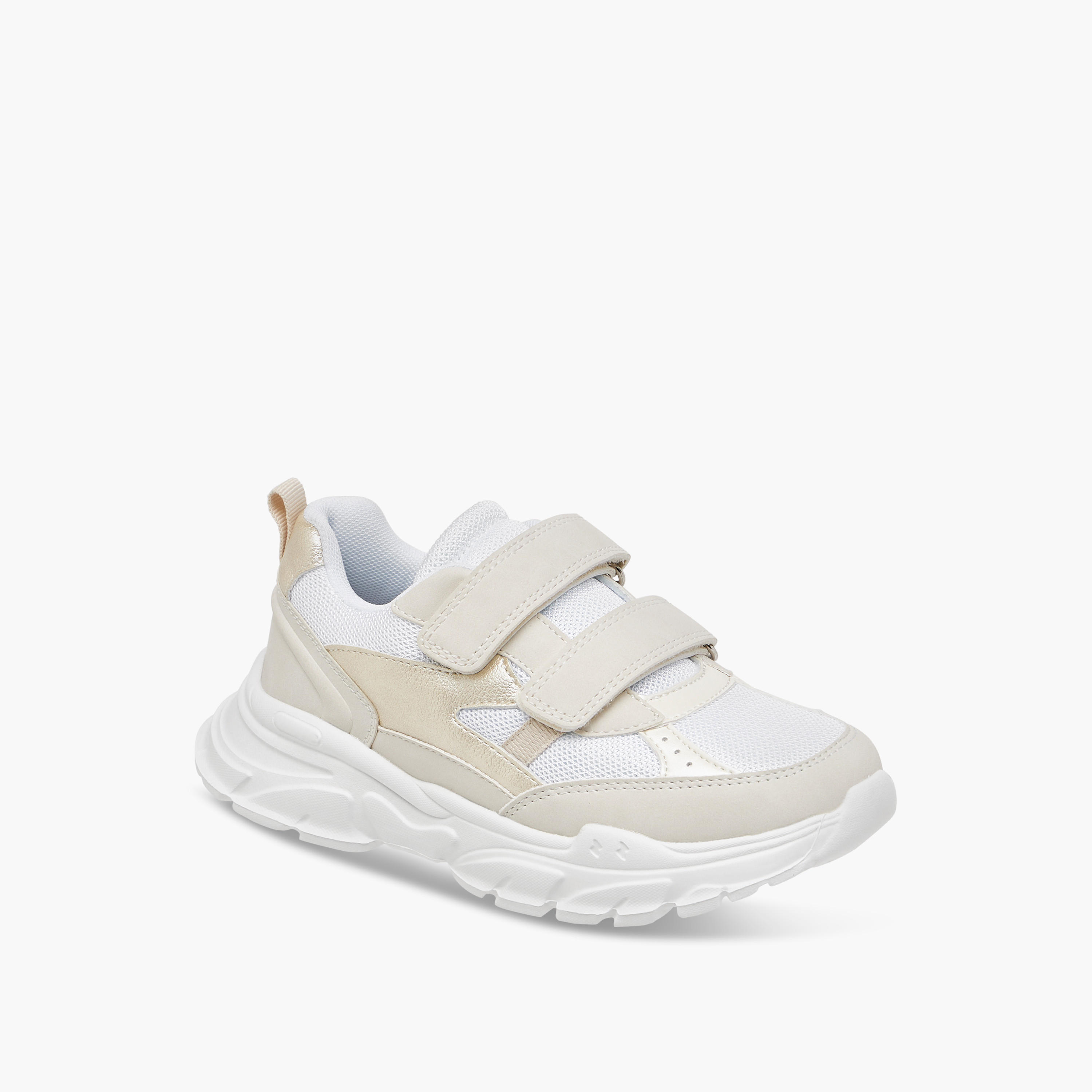 Little Missy Panelled Sneakers with Hook and Loop Closure-girls-shoes-sneakers-image-2