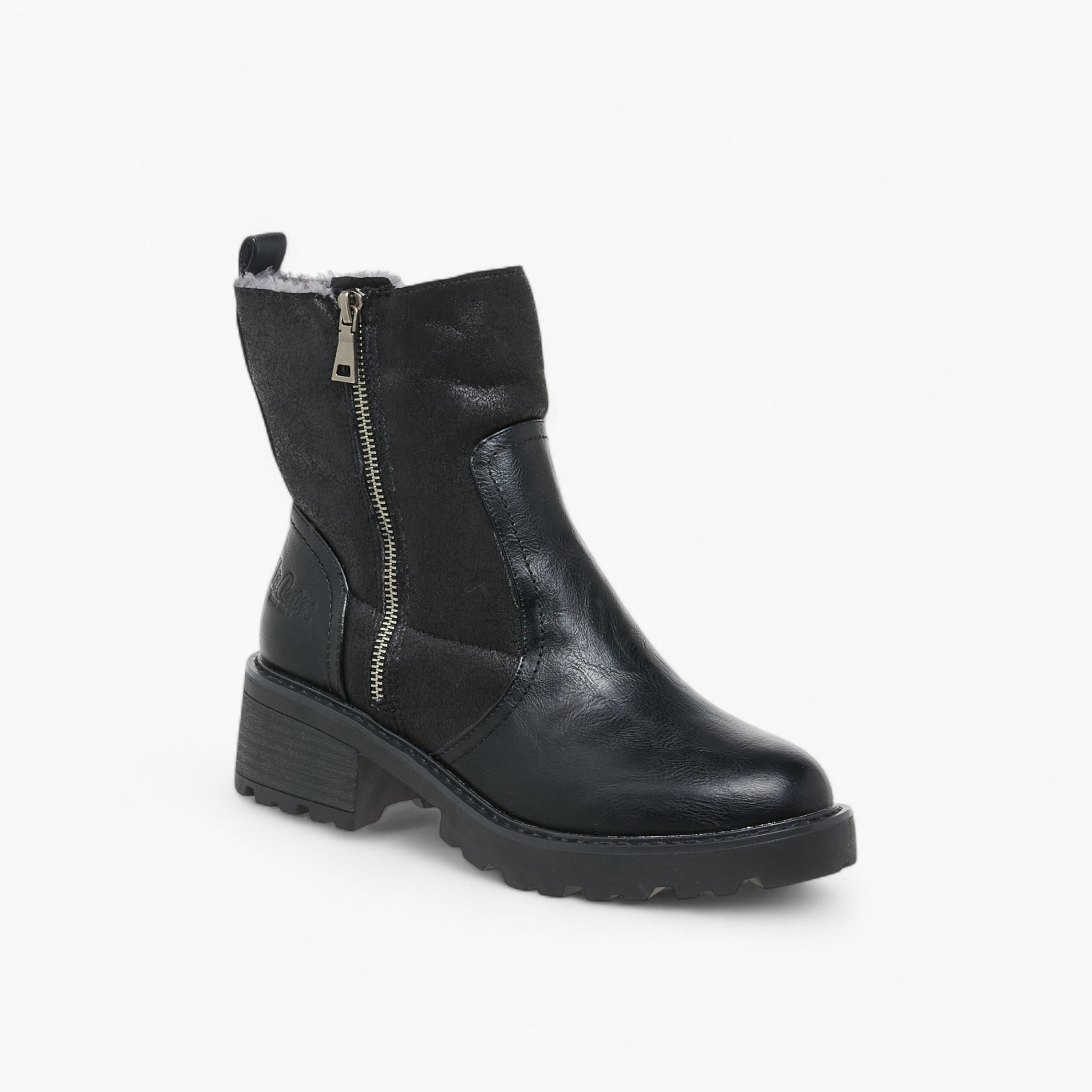 Lee Cooper Women's Solid Block Heel Boots with Zip Closure-women-shoes-boots-image-2
