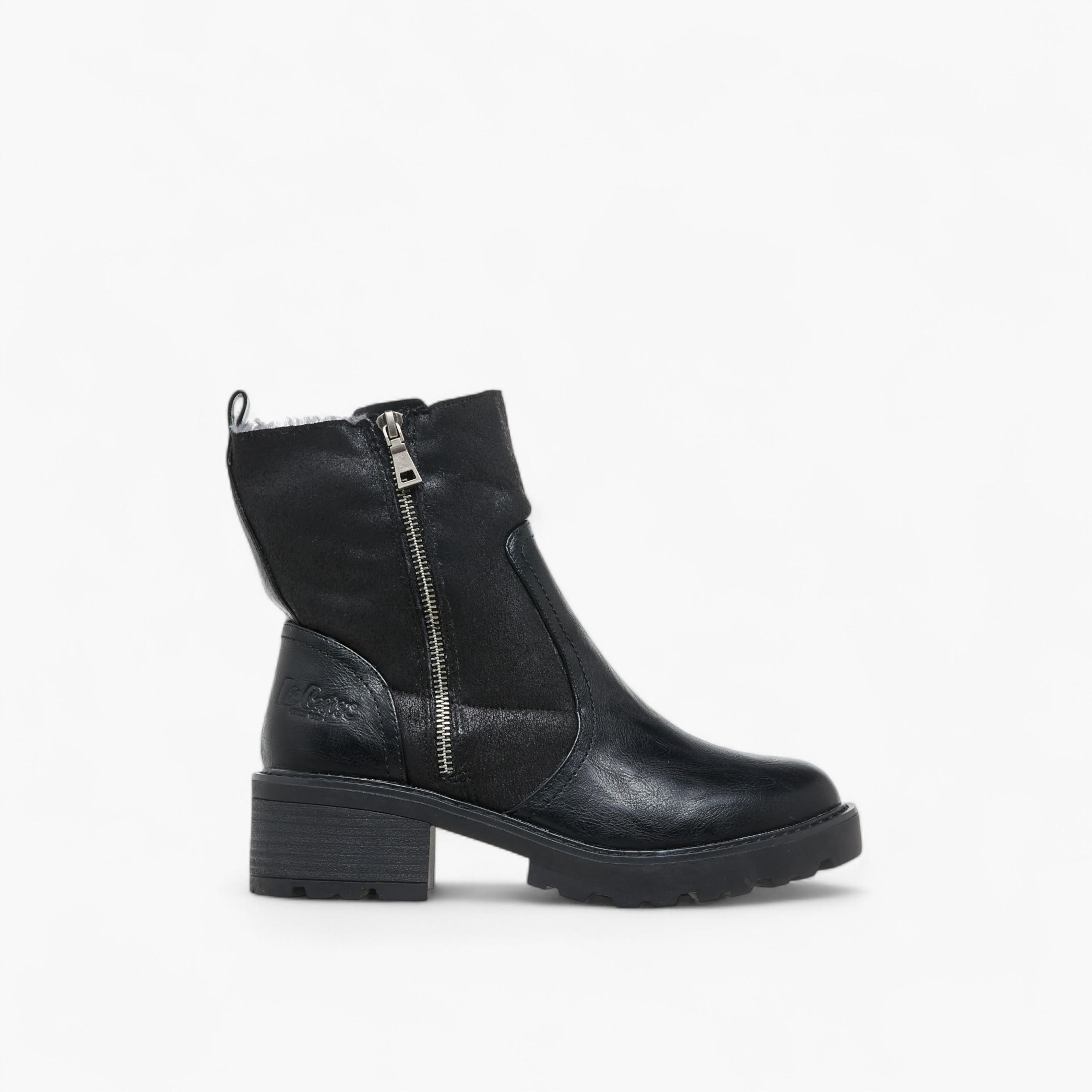 Lee Cooper Women's Solid Block Heel Boots with Zip Closure-women-shoes-boots-image-3