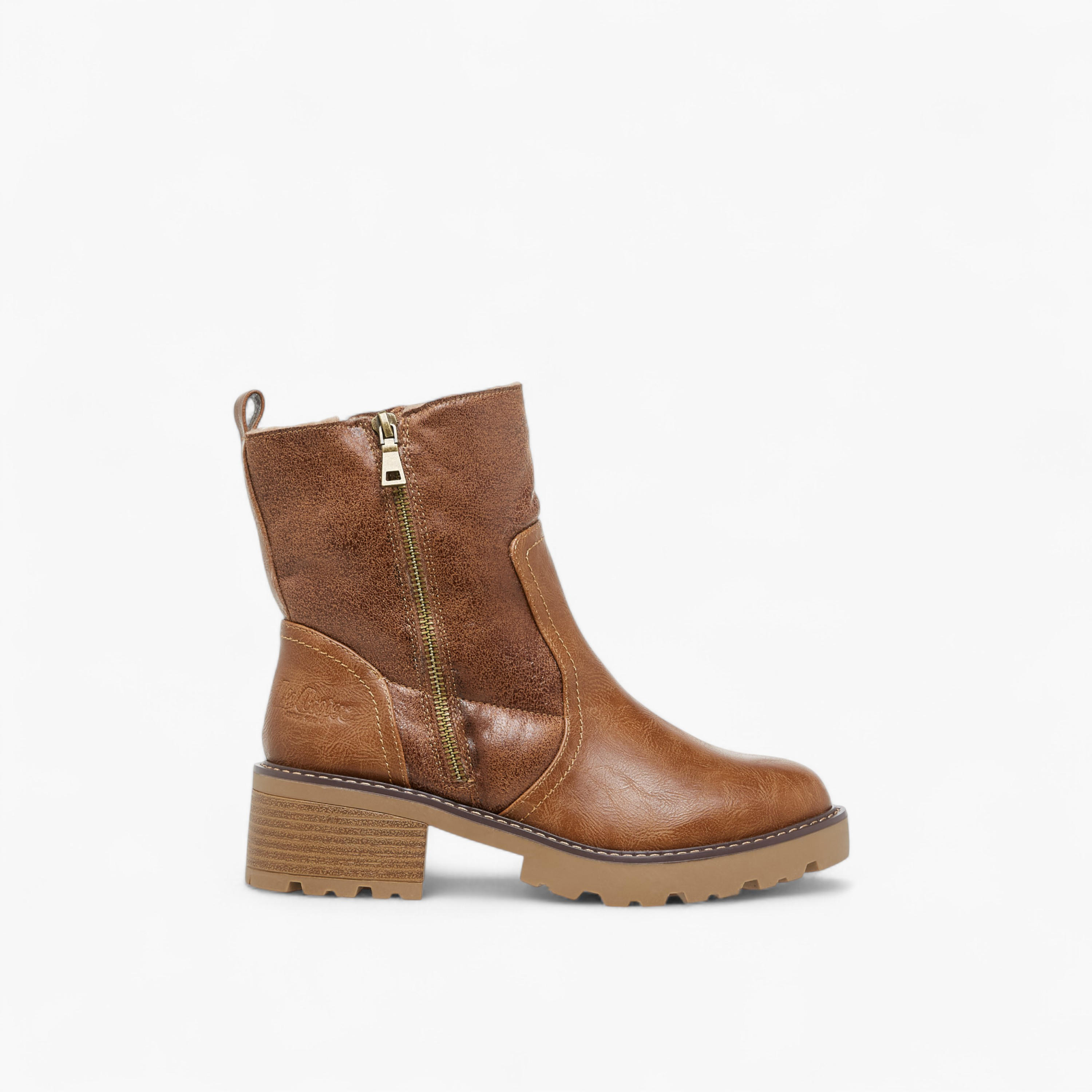 Lee Cooper Women's Solid Block Heel Boots with Zip Closure-women-shoes-boots-image-3