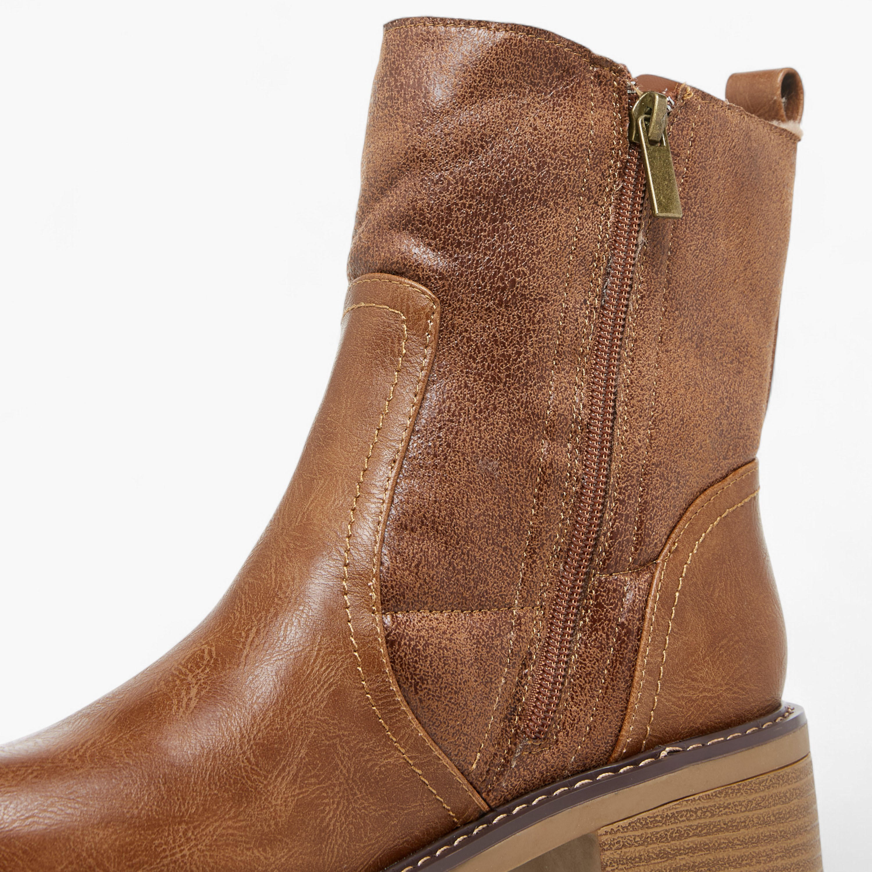 Lee Cooper Women's Solid Block Heel Boots with Zip Closure-women-shoes-boots-image-4