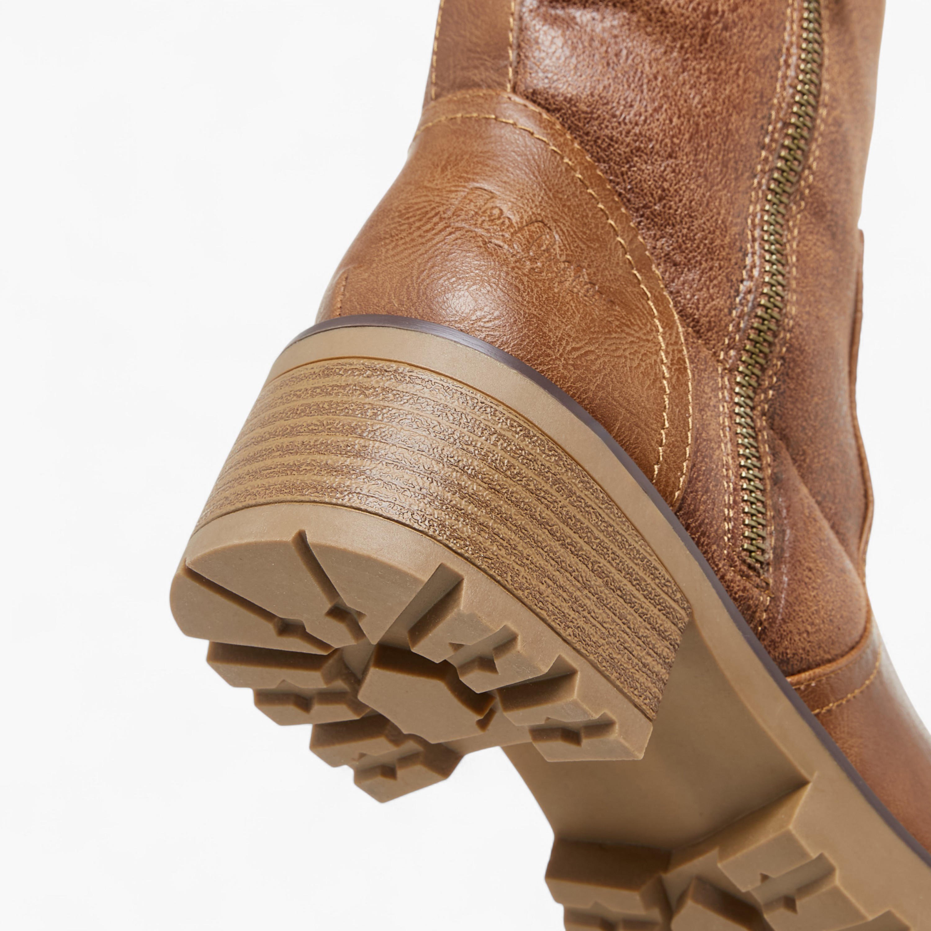 Lee Cooper Women's Solid Block Heel Boots with Zip Closure-women-shoes-boots-image-5