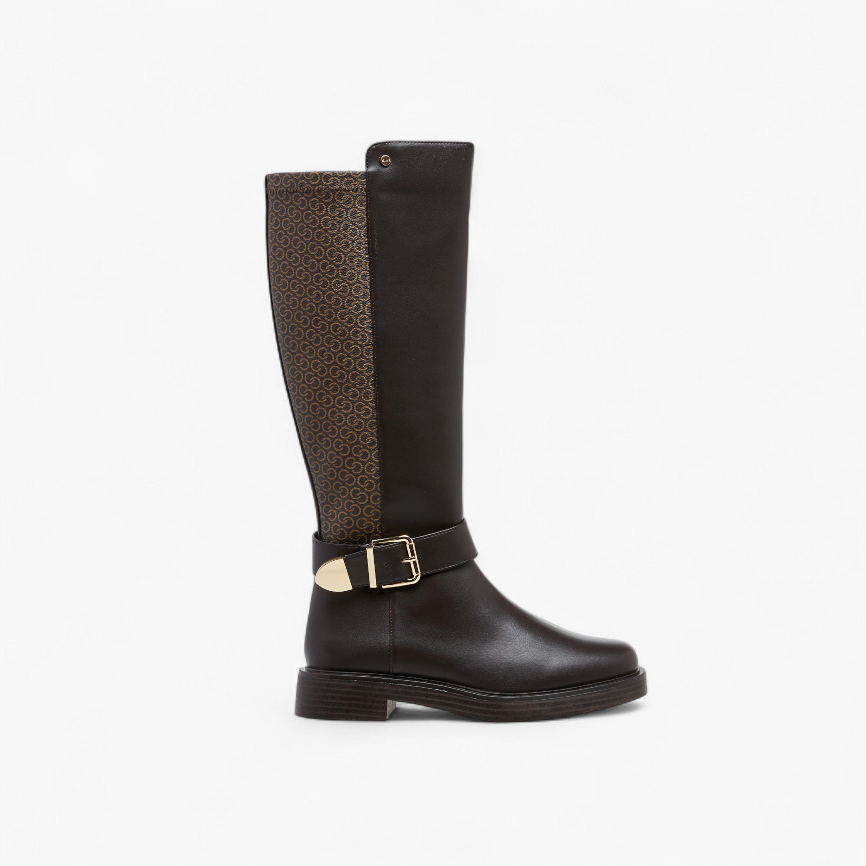 Celeste Women's Monogram Print High Shaft Boots with Zip Closure-women-shoes-boots-image-3
