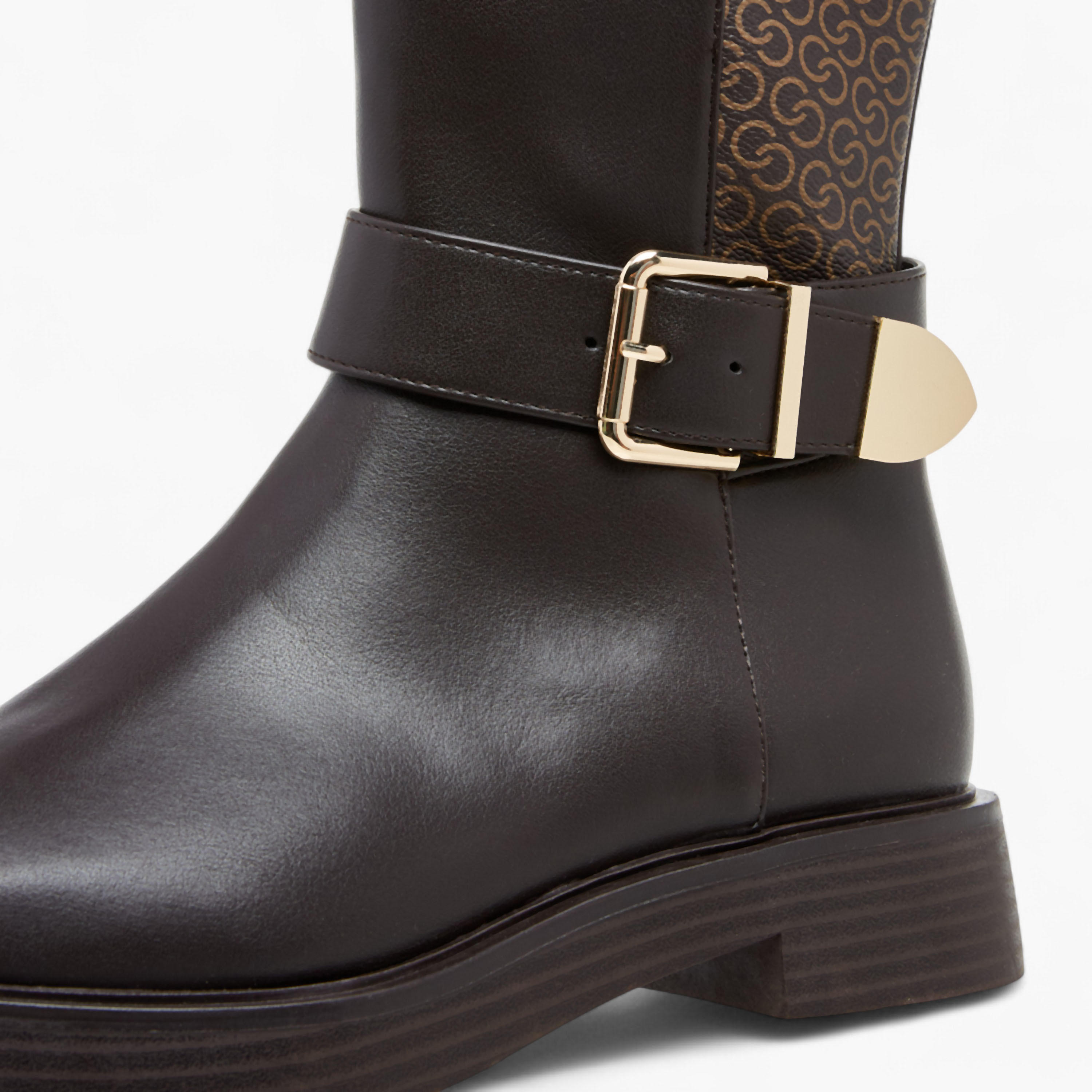 Celeste Women's Monogram Print High Shaft Boots with Zip Closure-women-shoes-boots-image-4
