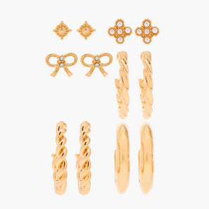 Flora Bella Assorted Metallic Earrings with Pushback Closure - Set of 6-women-image-1