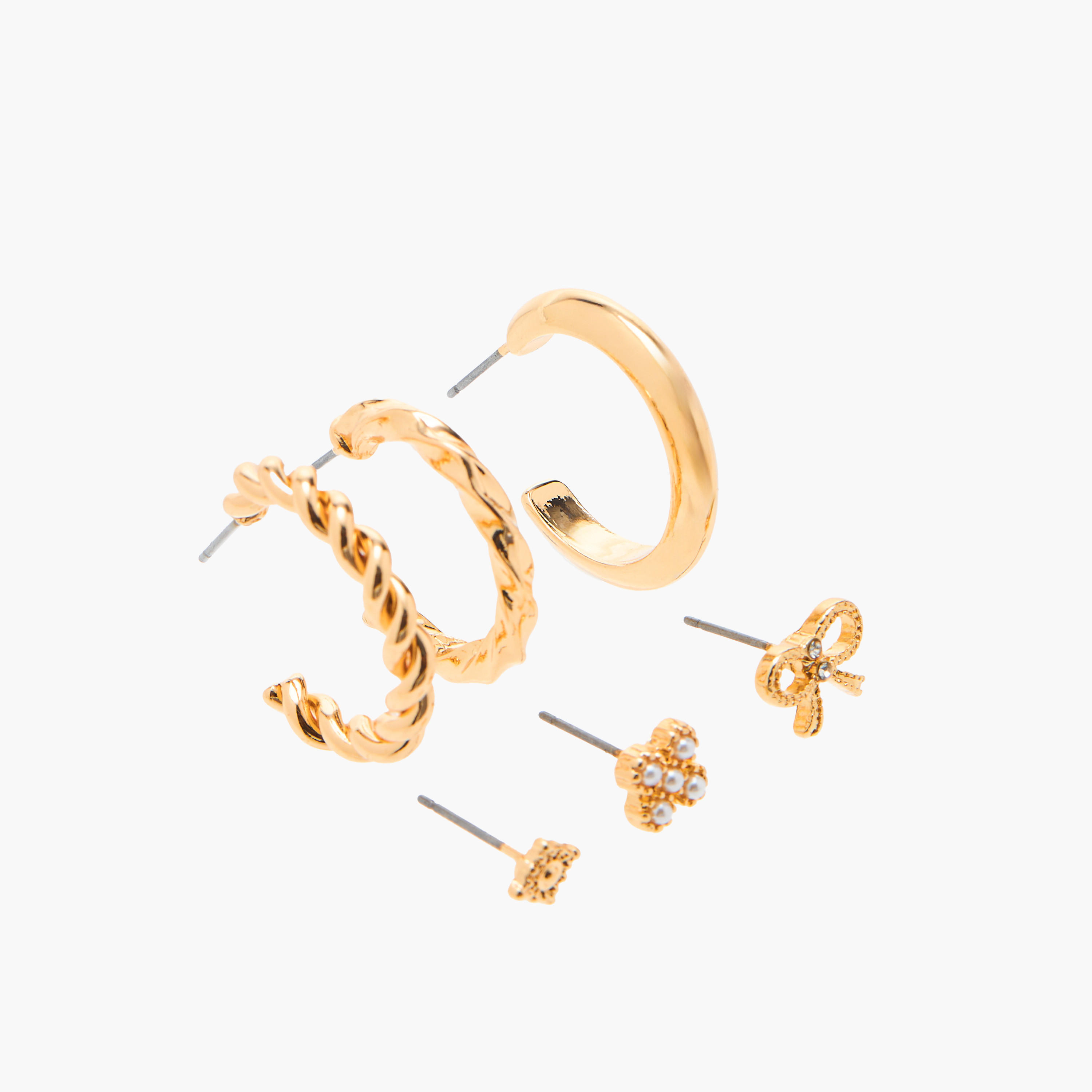 Flora Bella Assorted Metallic Earrings with Pushback Closure - Set of 6-women-watchesandjewellery-jewellery-earrings-image-2