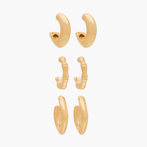Flora Bella Metallic Earrings with Pushback Closure - Set of 3-women-image-1