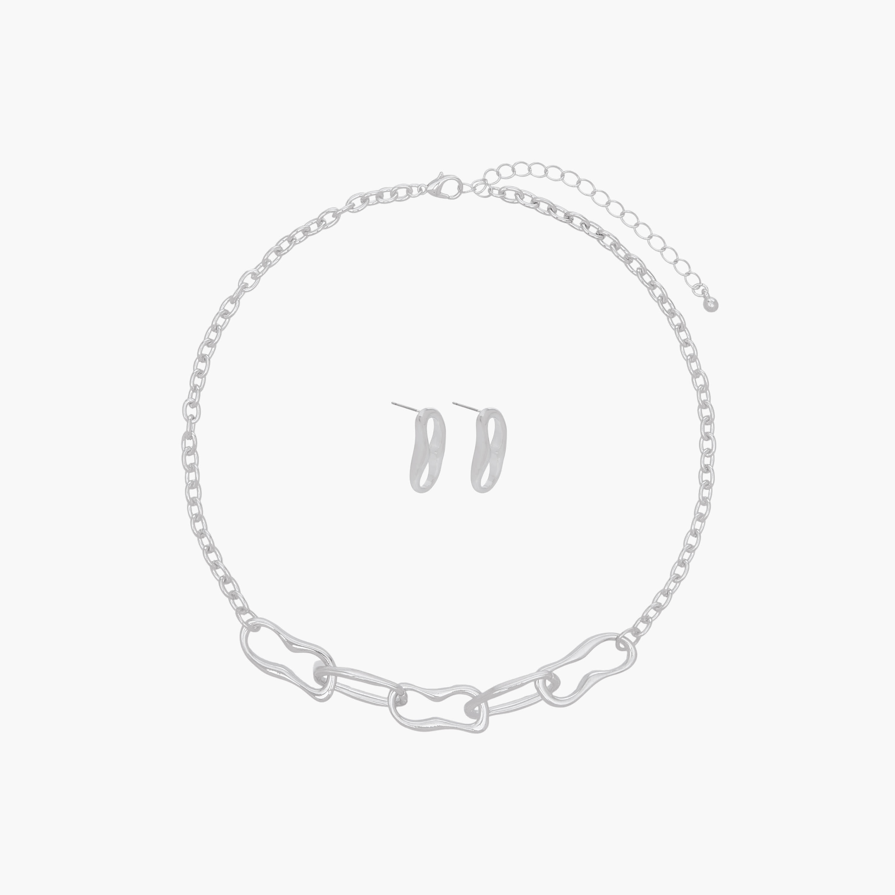 Flora Bella Chain Link Necklace and Earrings Set-women-watchesandjewellery-jewellery-jewellerysets-image-1