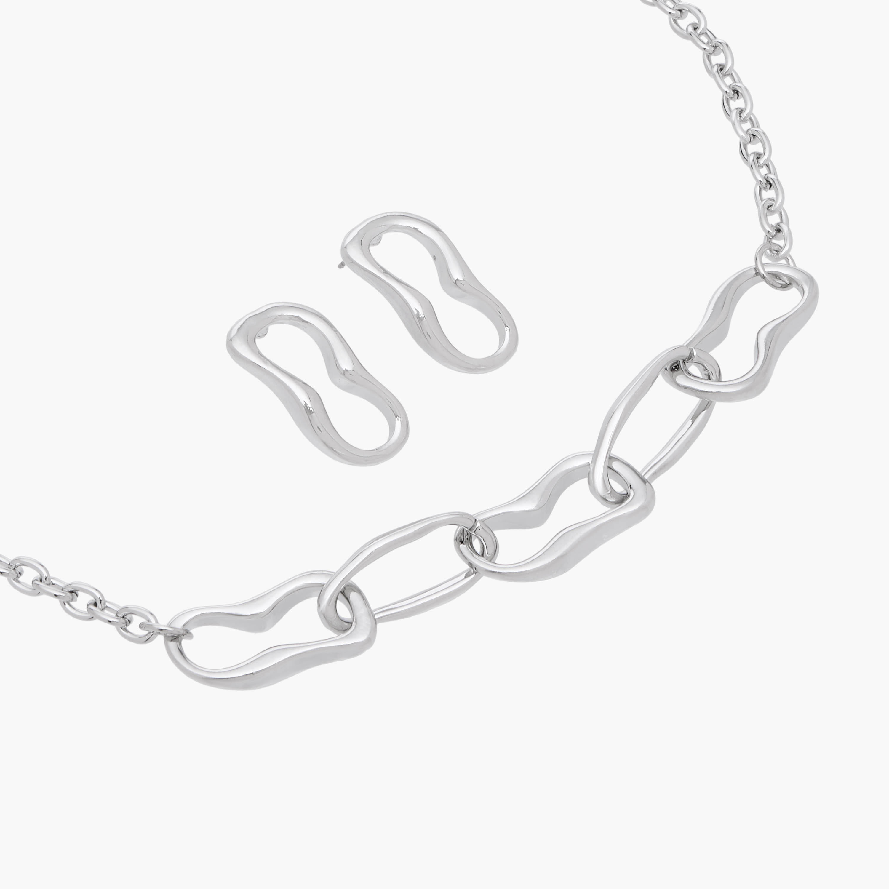 Flora Bella Chain Link Necklace and Earrings Set-women-watchesandjewellery-jewellery-jewellerysets-image-3