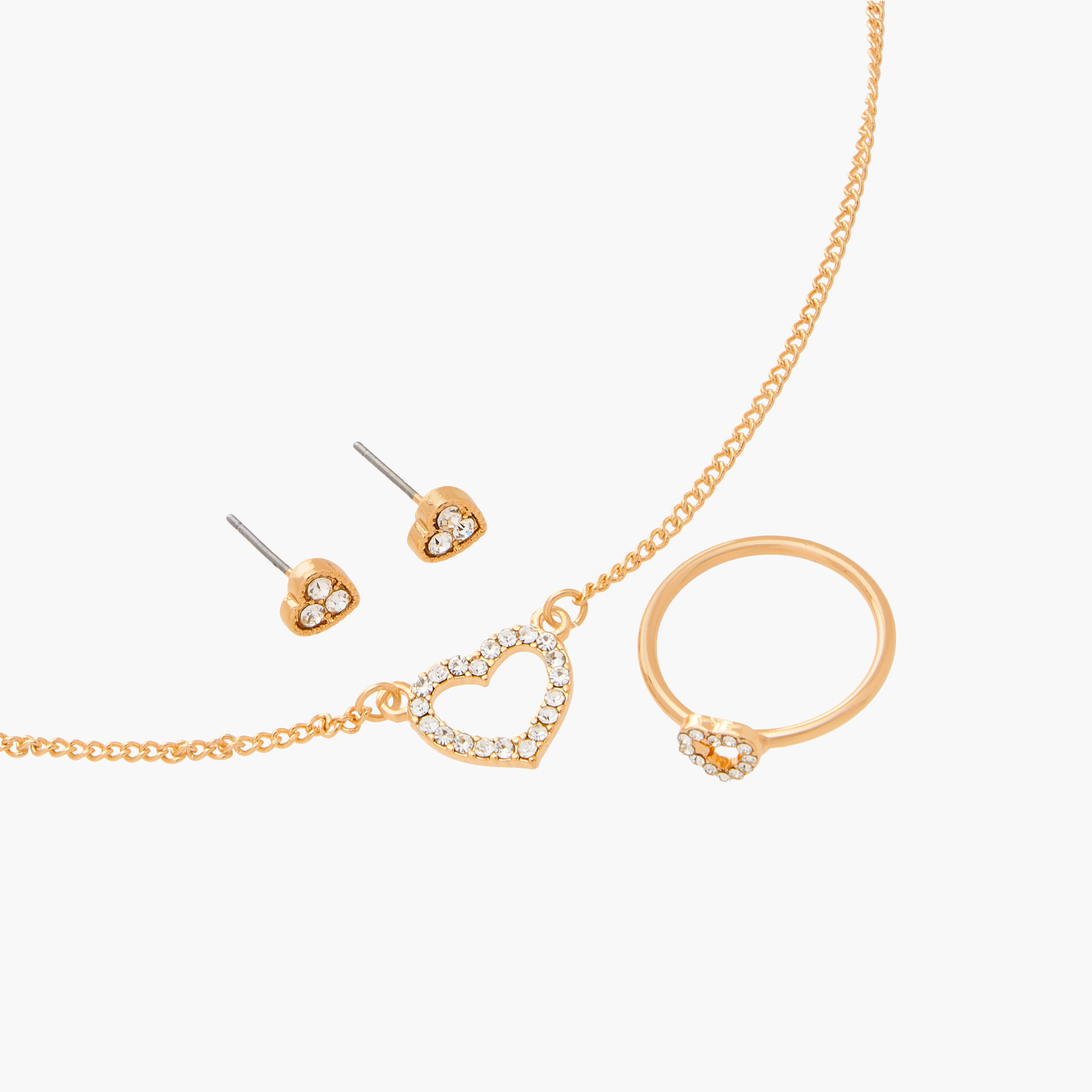 Flora Bella Heart Embellished Pendant Necklace with Earrings and Ring-women-watchesandjewellery-jewellery-jewellerysets-image-3
